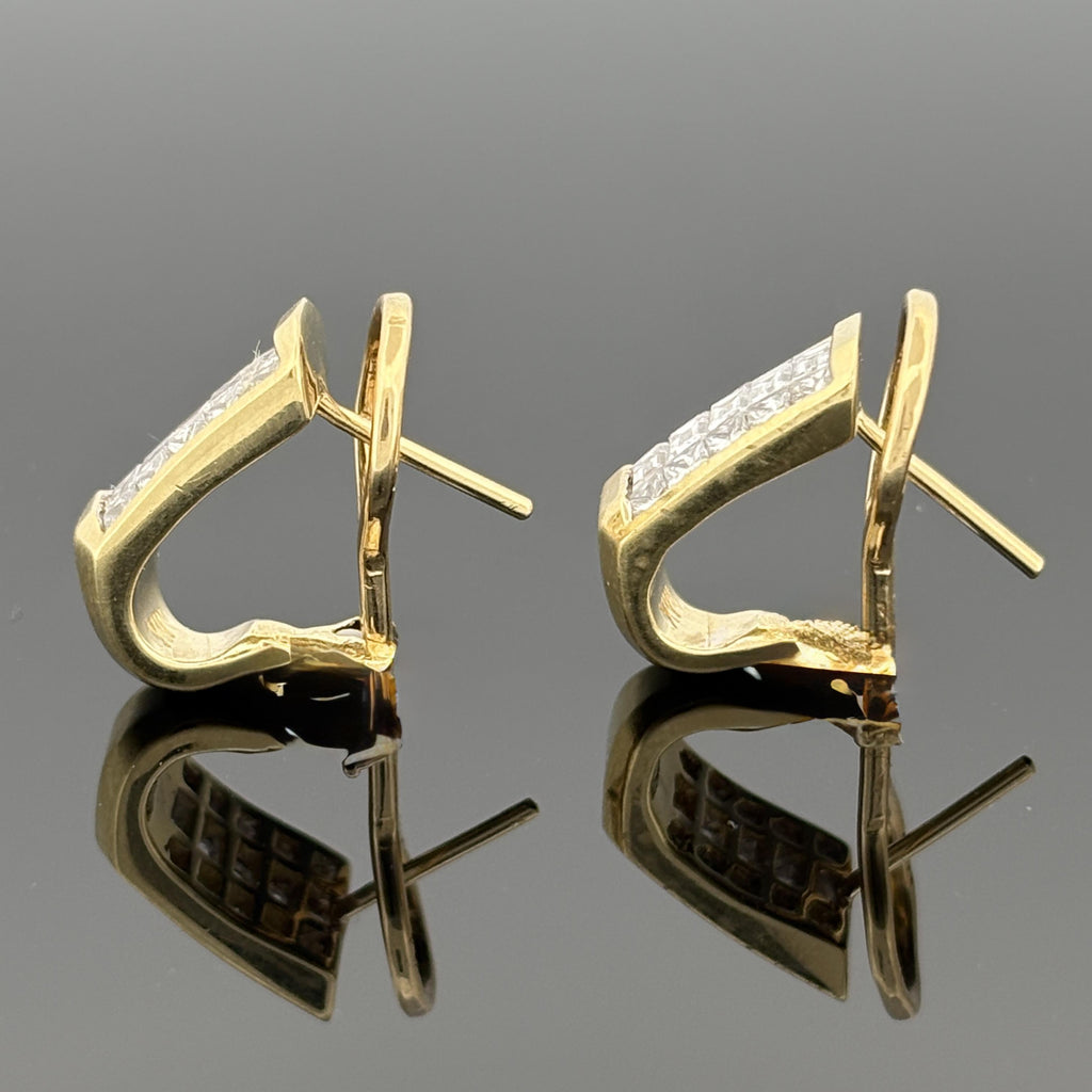 Estate Diamond Half Hoop 18k Yellow Gold Earrings, 2.00ctw F VS