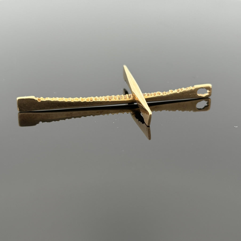 Vintage 14K Yellow Gold Modernist/Brutalist Architectural Cross Pendant