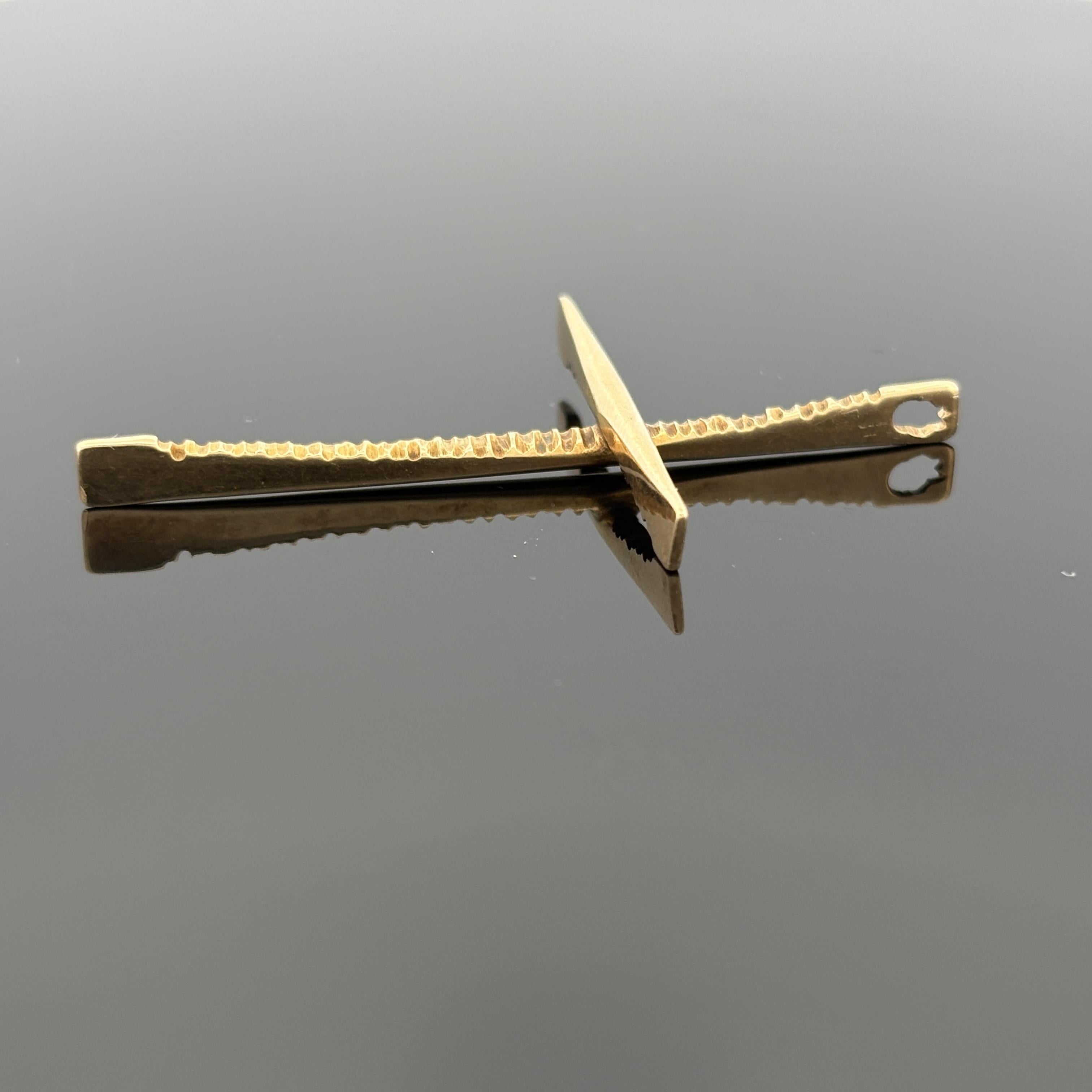 Vintage 14K Yellow Gold Modernist/Brutalist Architectural Cross Pendant