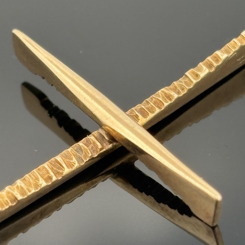 Vintage 14K Yellow Gold Modernist/Brutalist Architectural Cross Pendant