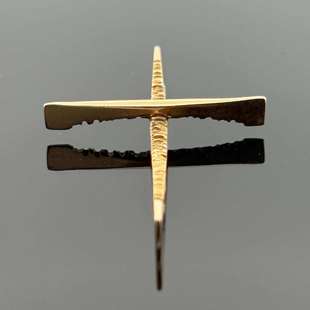 Vintage 14K Yellow Gold Modernist/Brutalist Architectural Cross Pendant