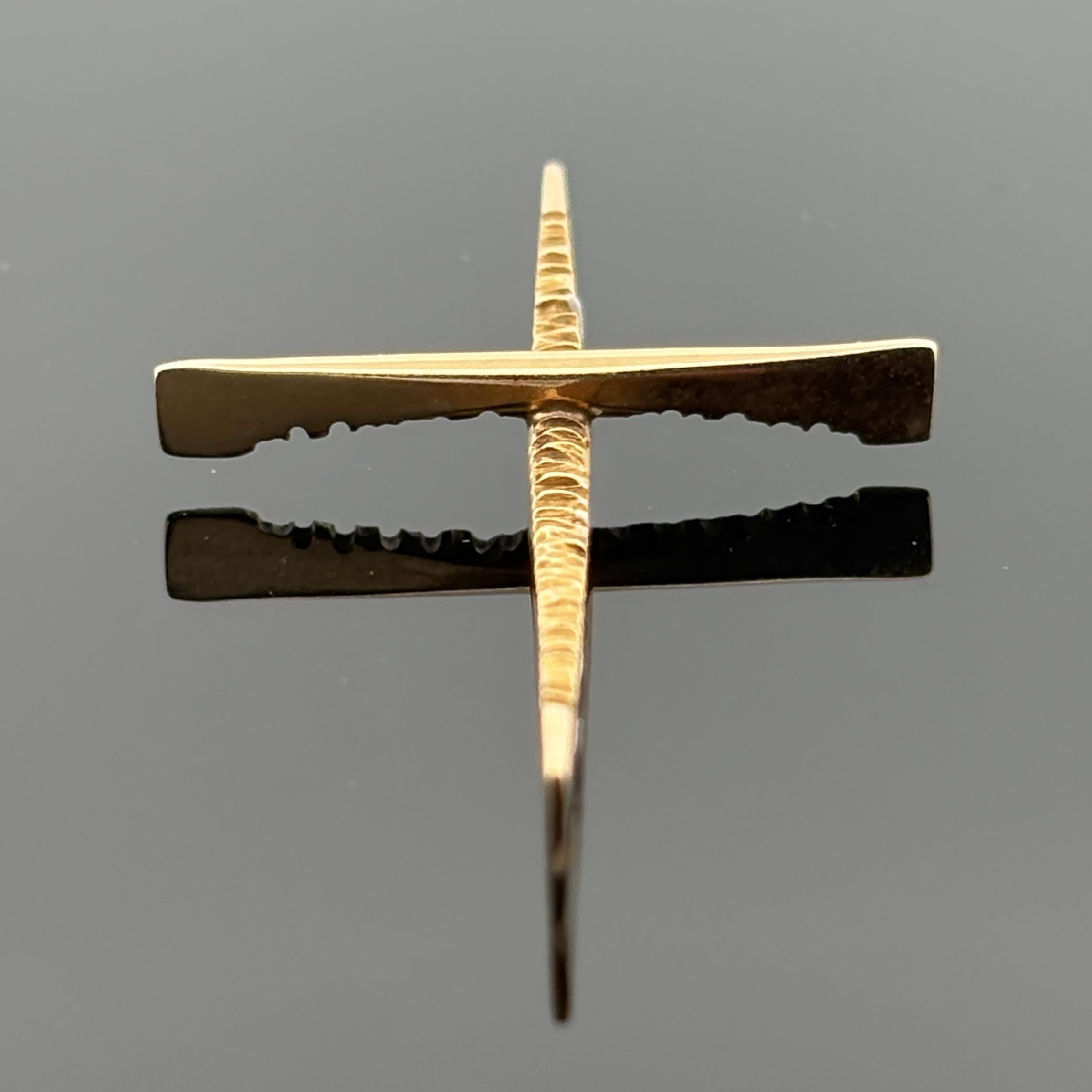 Vintage 14K Yellow Gold Modernist/Brutalist Architectural Cross Pendant