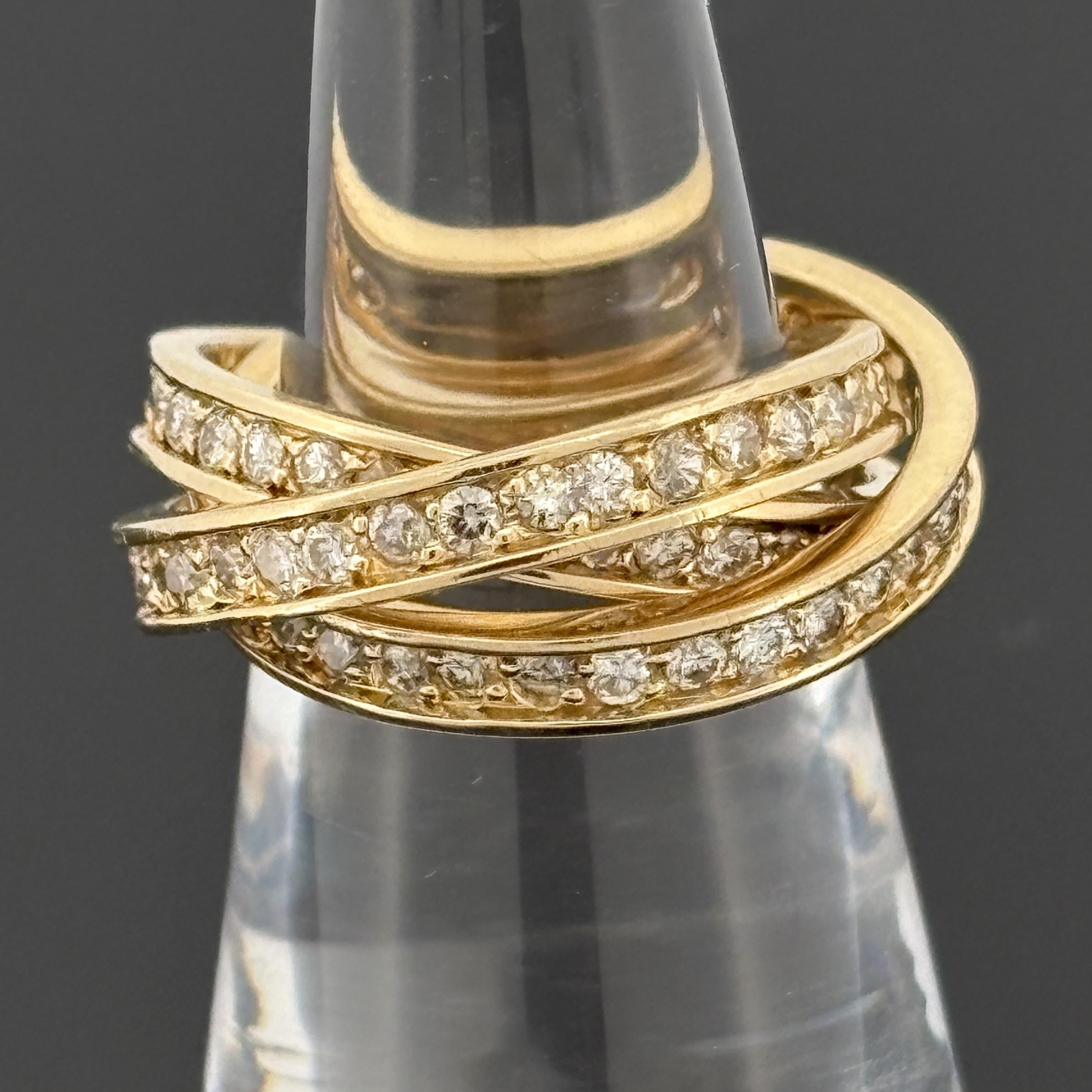 Trinity Diamond Eternity Rolling Band Ring 18k Yellow Gold, 2.21ctw