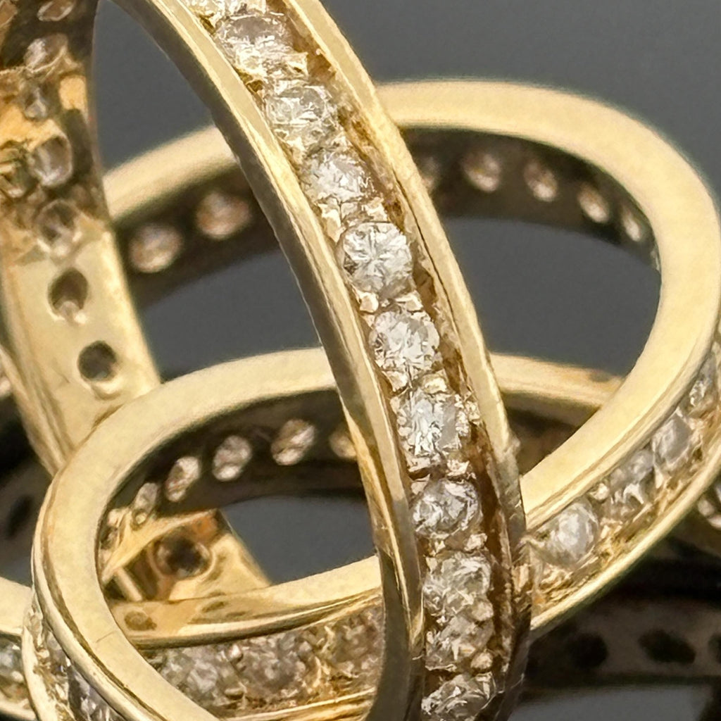 Trinity Diamond Eternity Rolling Band Ring 18k Yellow Gold, 2.21ctw