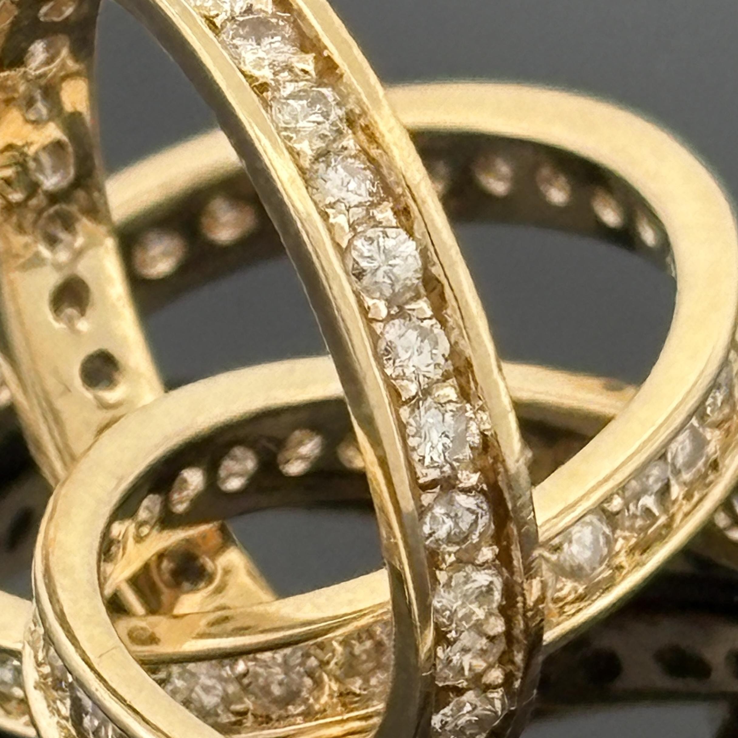 Trinity Diamond Eternity Rolling Band Ring 18k Yellow Gold, 2.21ctw