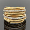 David Yurman Crossover Ring 18k Yellow Gold Diamond, 16.5mm