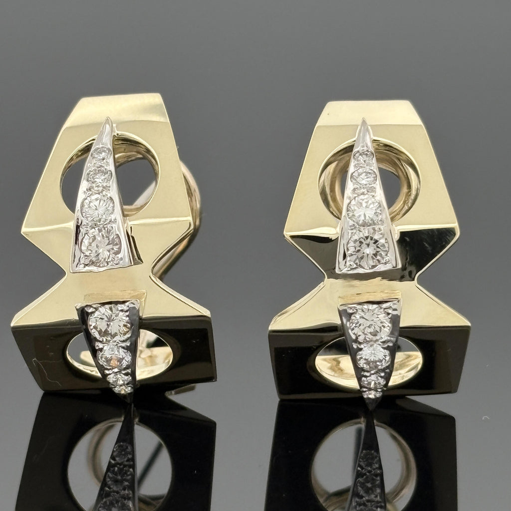 Mid-Century Atomic 14k Diamond Demi-Hoops