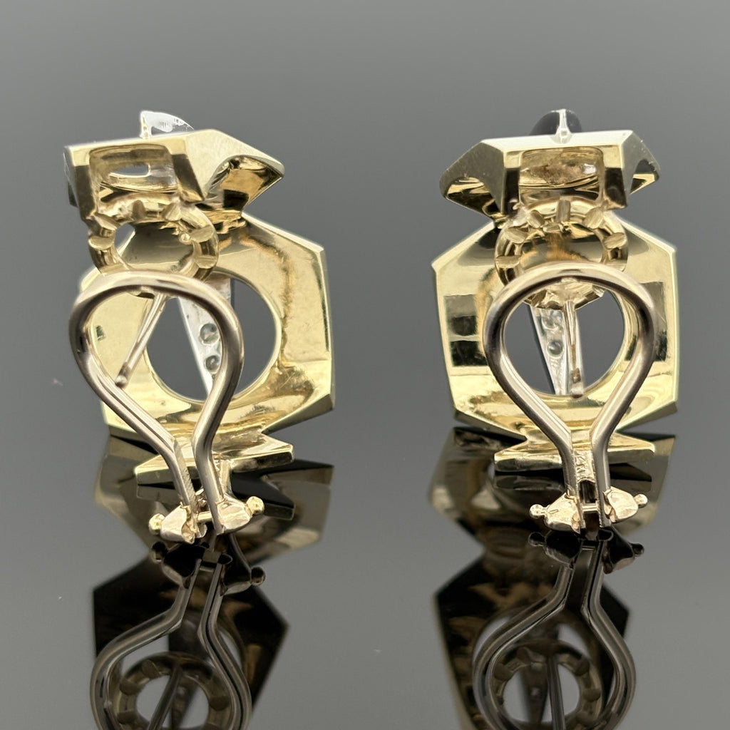 Mid-Century Atomic 14k Diamond Demi-Hoops