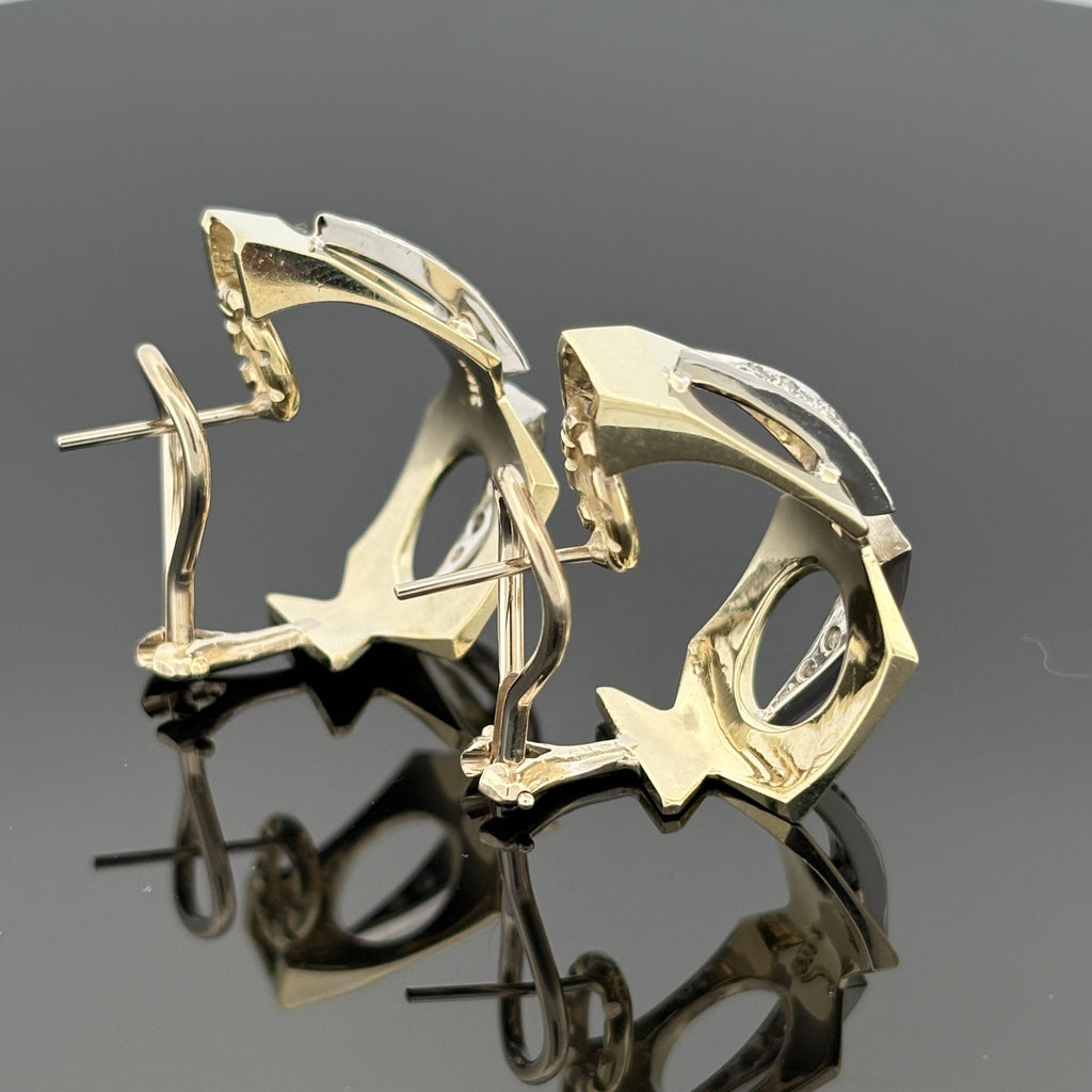 Mid-Century Atomic 14k Diamond Demi-Hoops