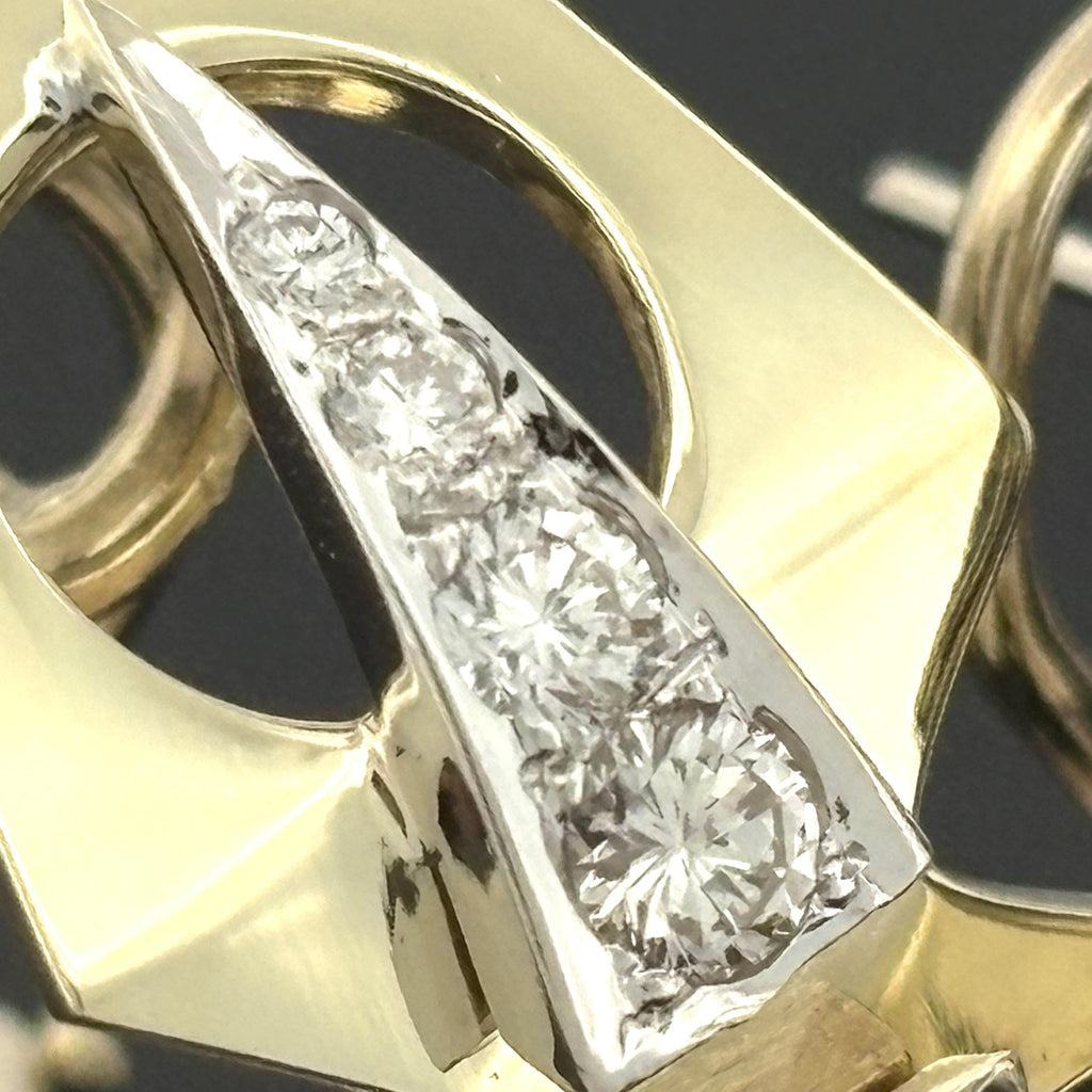 Mid-Century Atomic 14k Diamond Demi-Hoops