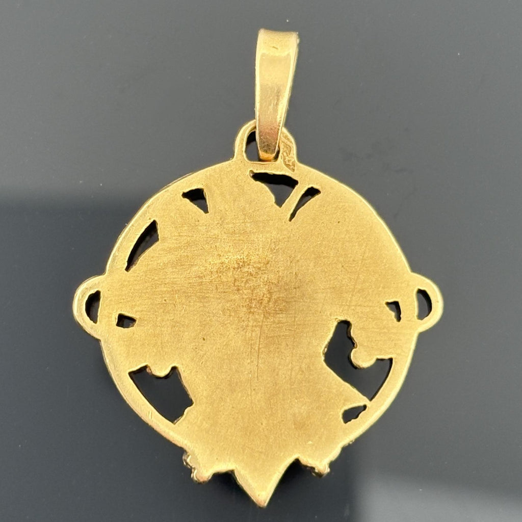 Antique French 18K Gold Ivy Leaf Pendant, Belle Époque, Early 20th Century