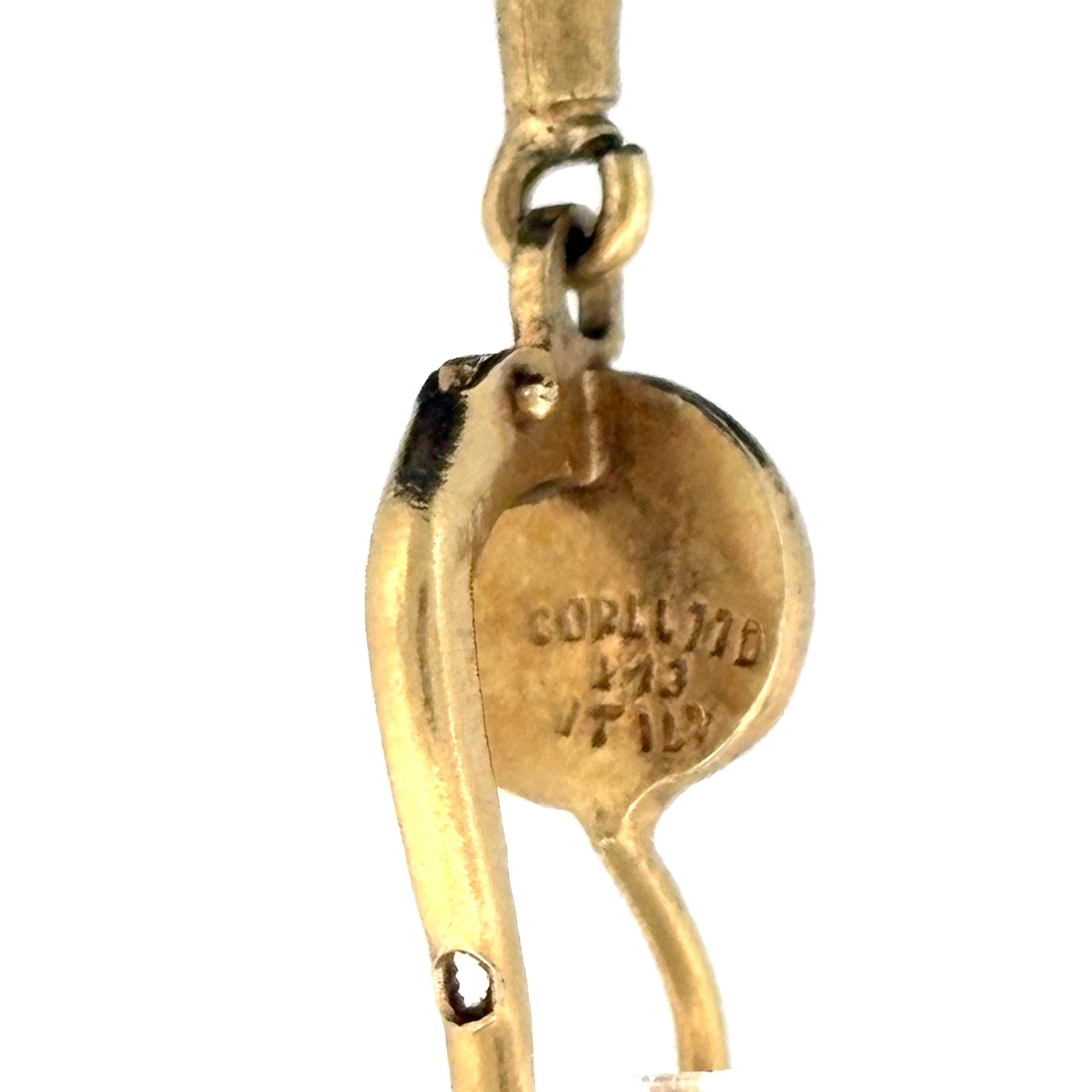 Vintage Modernist Tassel Drop Earrings 18k Gold, Italy