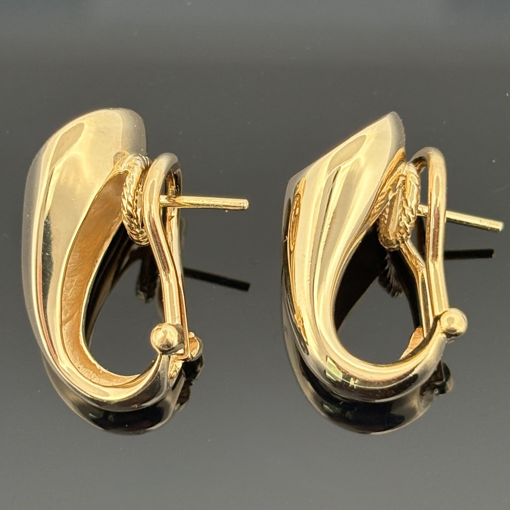 Pavé Diamond J Hoop Earrings 18k Yellow Gold, 0.68ctw F/VVS-VS Diamonds