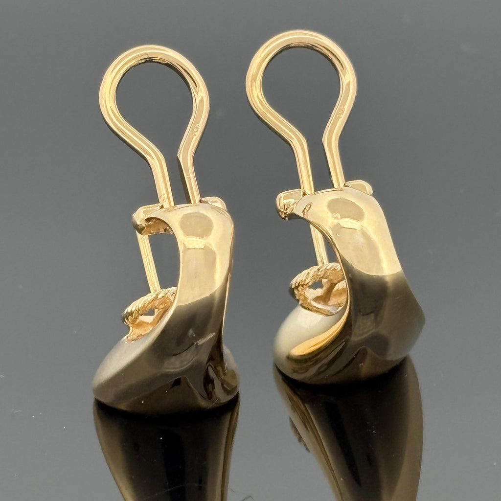 Pavé Diamond J Hoop Earrings 18k Yellow Gold, 0.68ctw F/VVS-VS Diamonds
