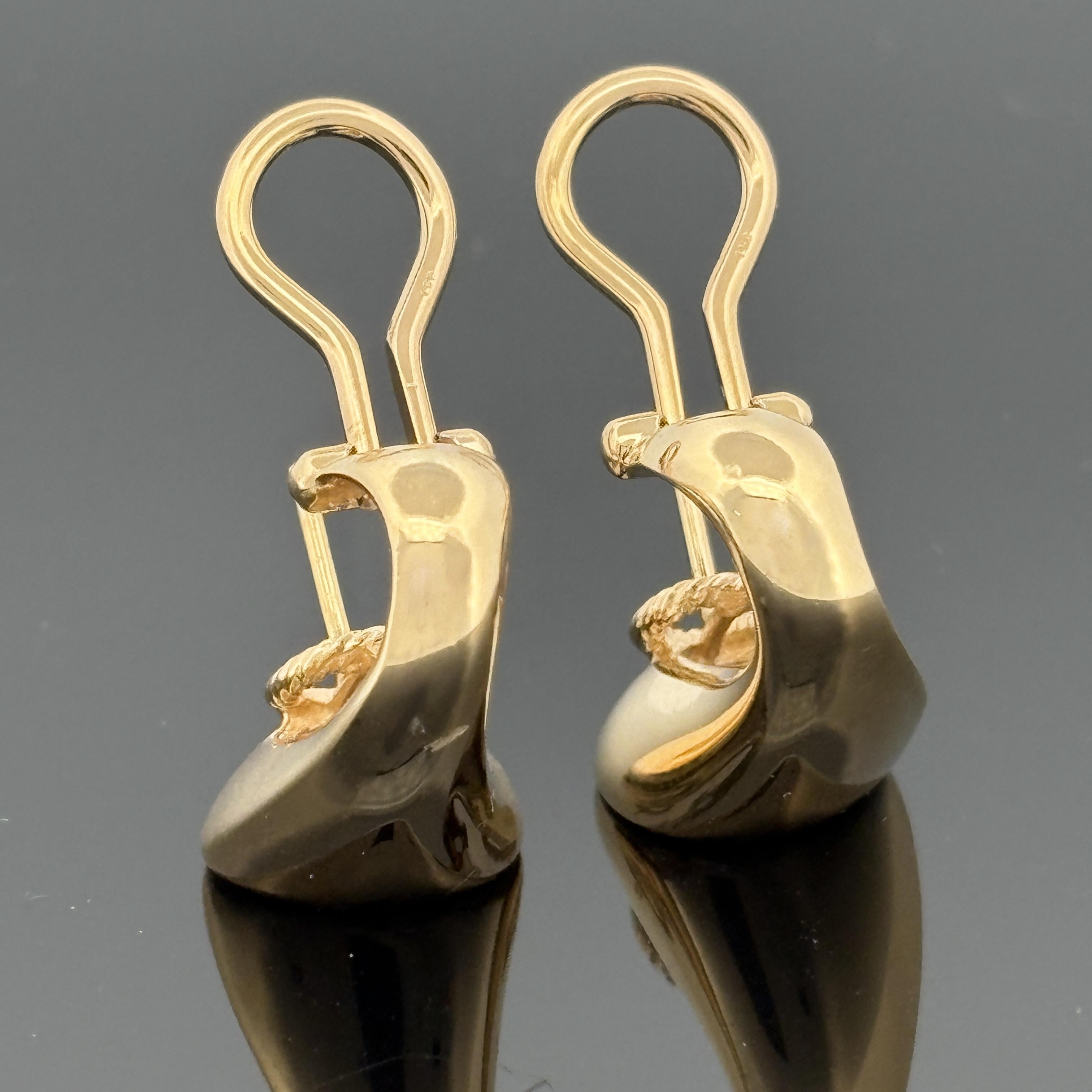 Pavé Diamond J Hoop Earrings 18k Yellow Gold, 0.68ctw F/VVS-VS Diamonds