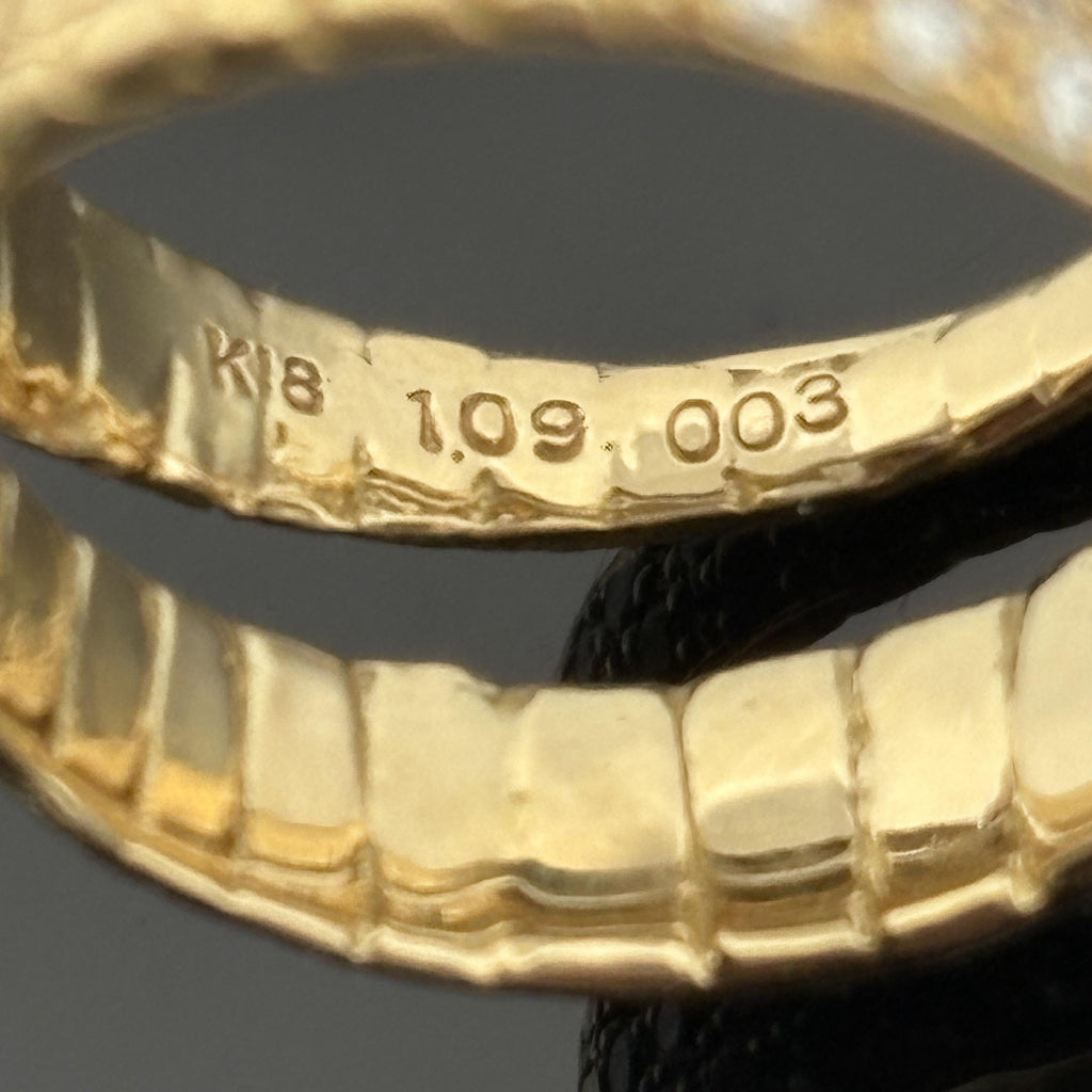Coiled Serpent Snake Ring in 18K Gold with Pavé Diamonds and Ruby Eyes, 1.12ctw