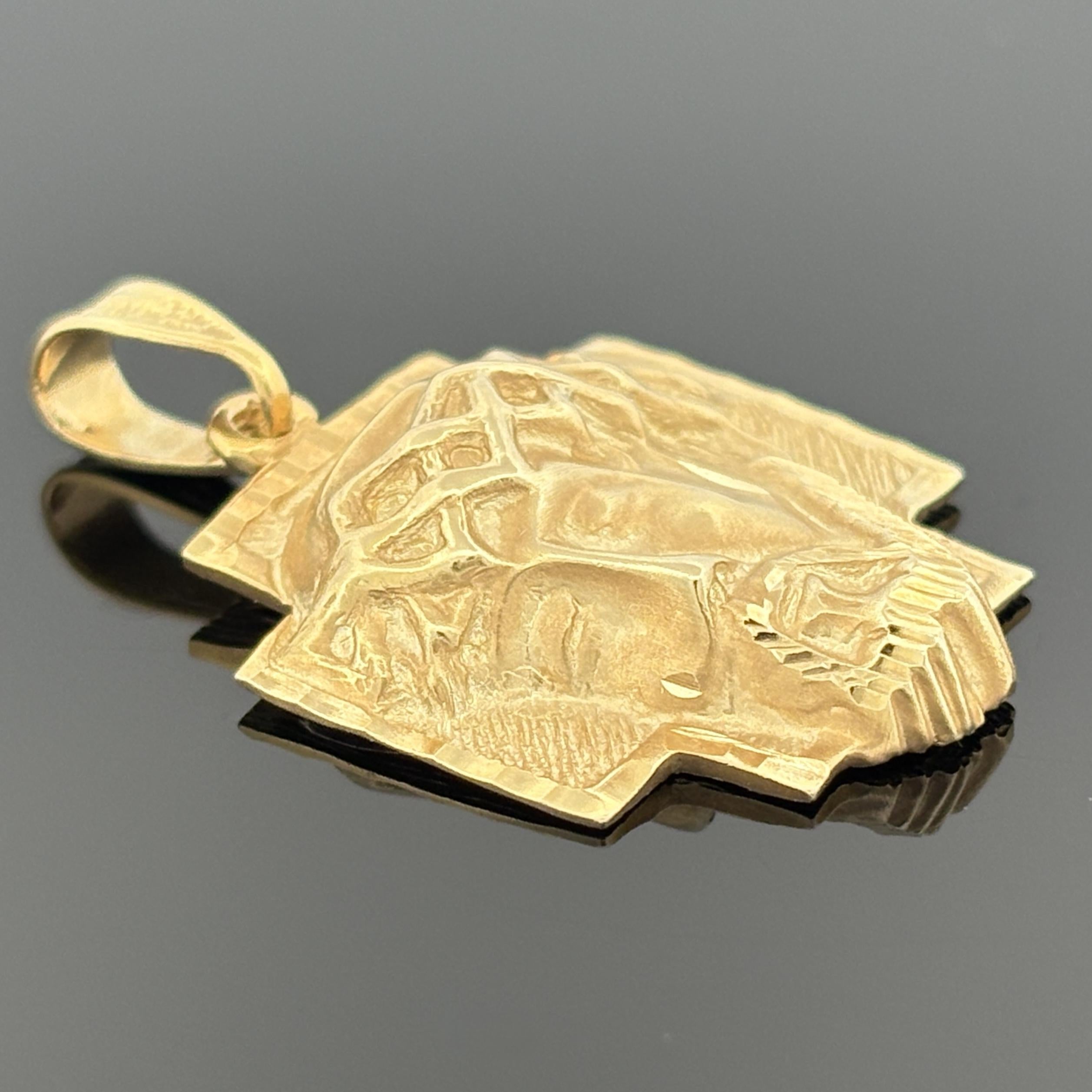 Vintage Brutalist 14K Gold Christ's Passion Cross Pendant, ca. 1970