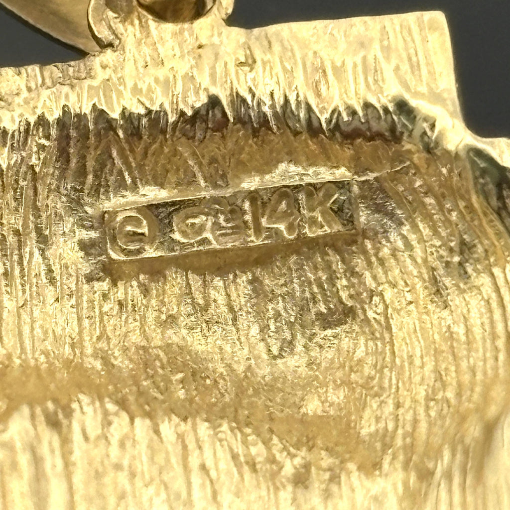 Vintage Brutalist 14K Gold Christ's Passion Cross Pendant, ca. 1970