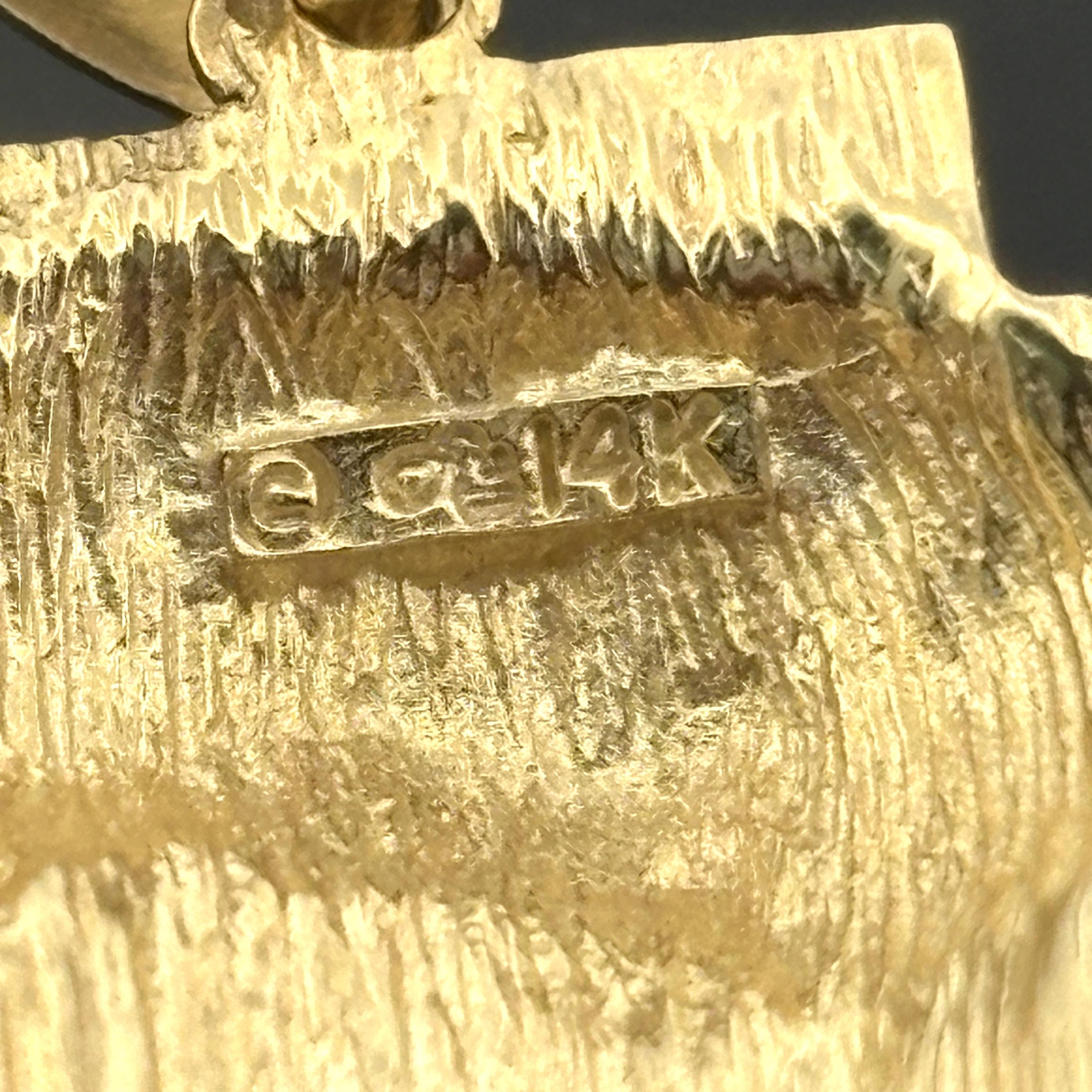 Vintage Brutalist 14K Gold Christ's Passion Cross Pendant, ca. 1970