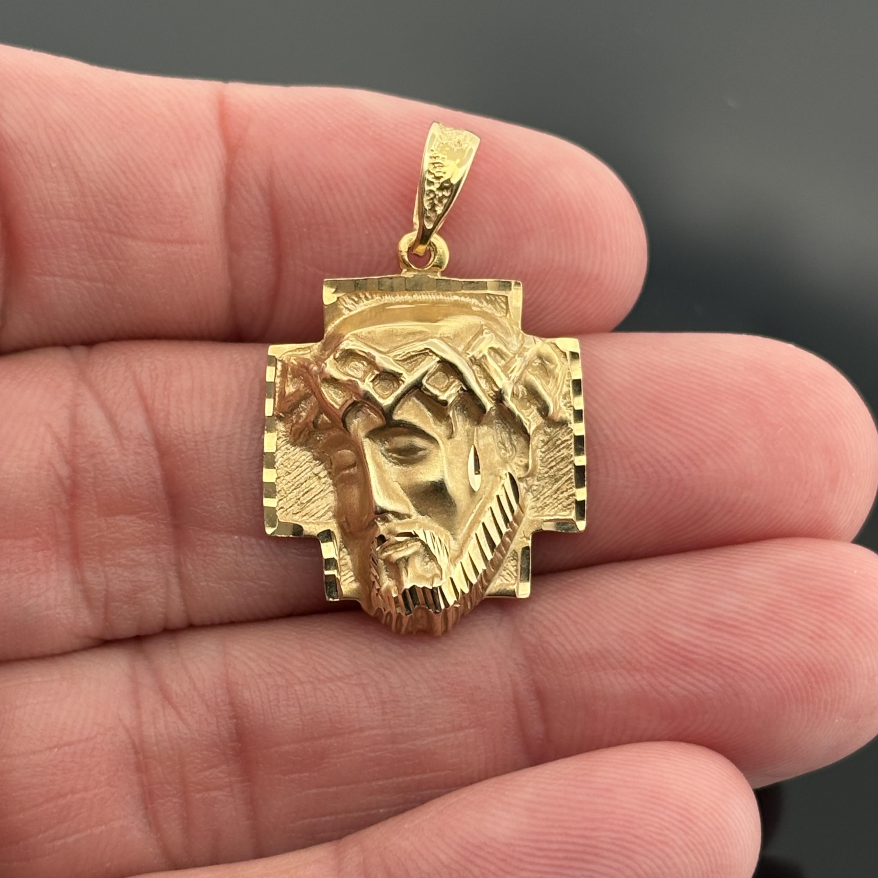 Vintage Brutalist 14K Gold Christ's Passion Cross Pendant, ca. 1970