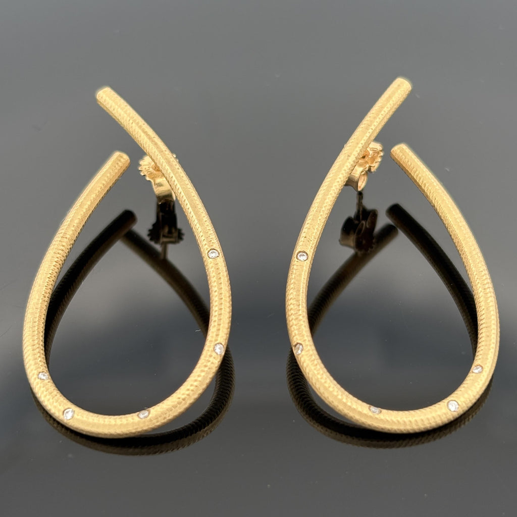 Dulong Kharisma Teardrop Hoop Earrings, 18K Gold with Diamonds, Large