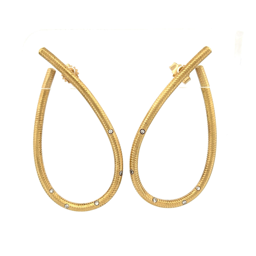 Dulong Kharisma Teardrop Hoop Earrings, 18K Gold with Diamonds, Large