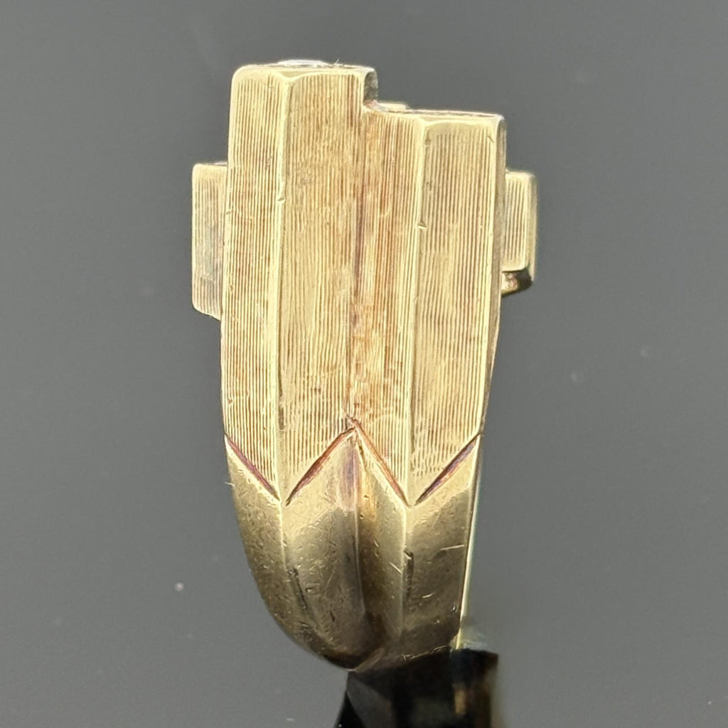 Mid-Century Modern Diamond Honeycomb Cluster Ring with Black Enamel, 14k Gold