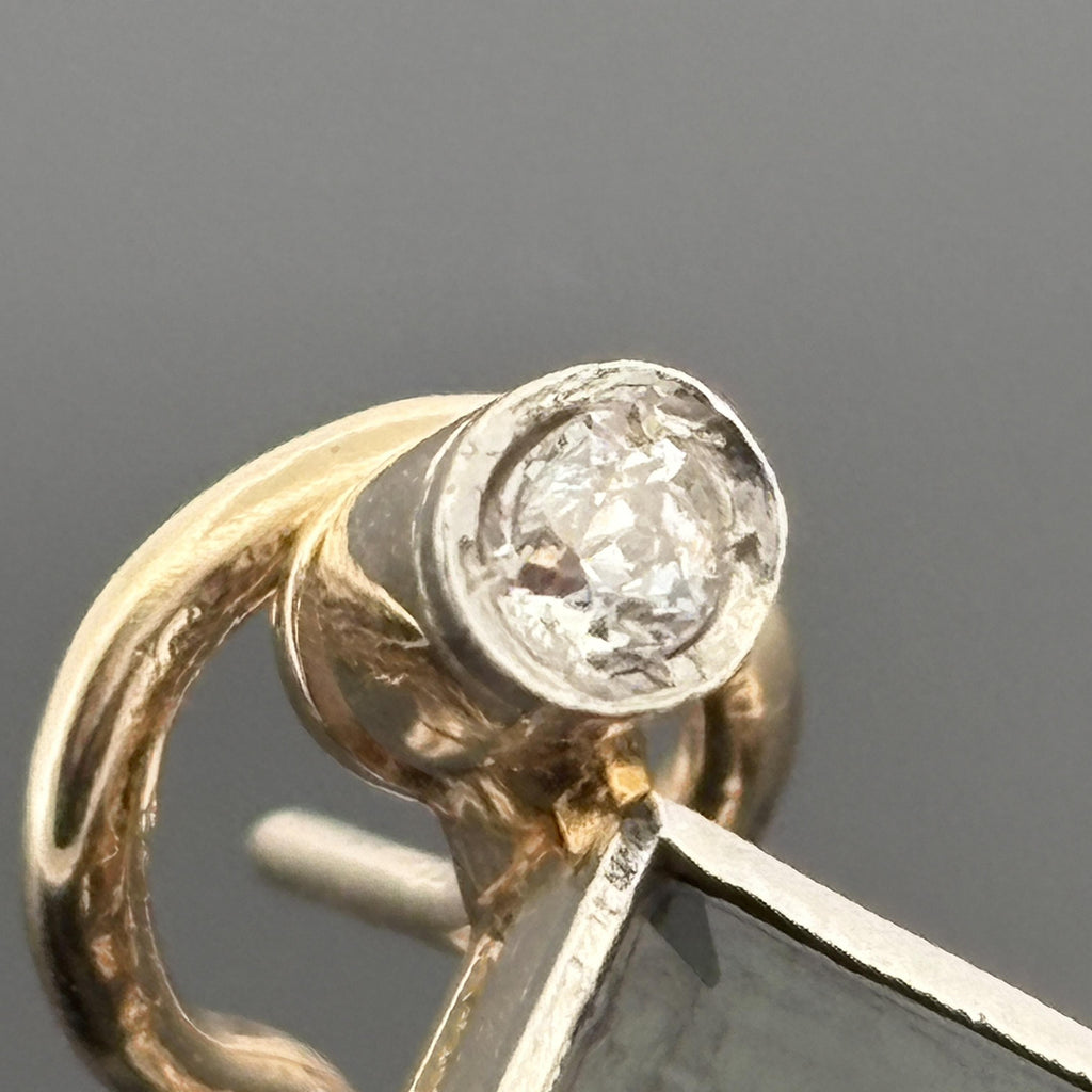 Vintage Modernist Tourmaline & Old Mine Cut Diamond Earrings 14k Gold