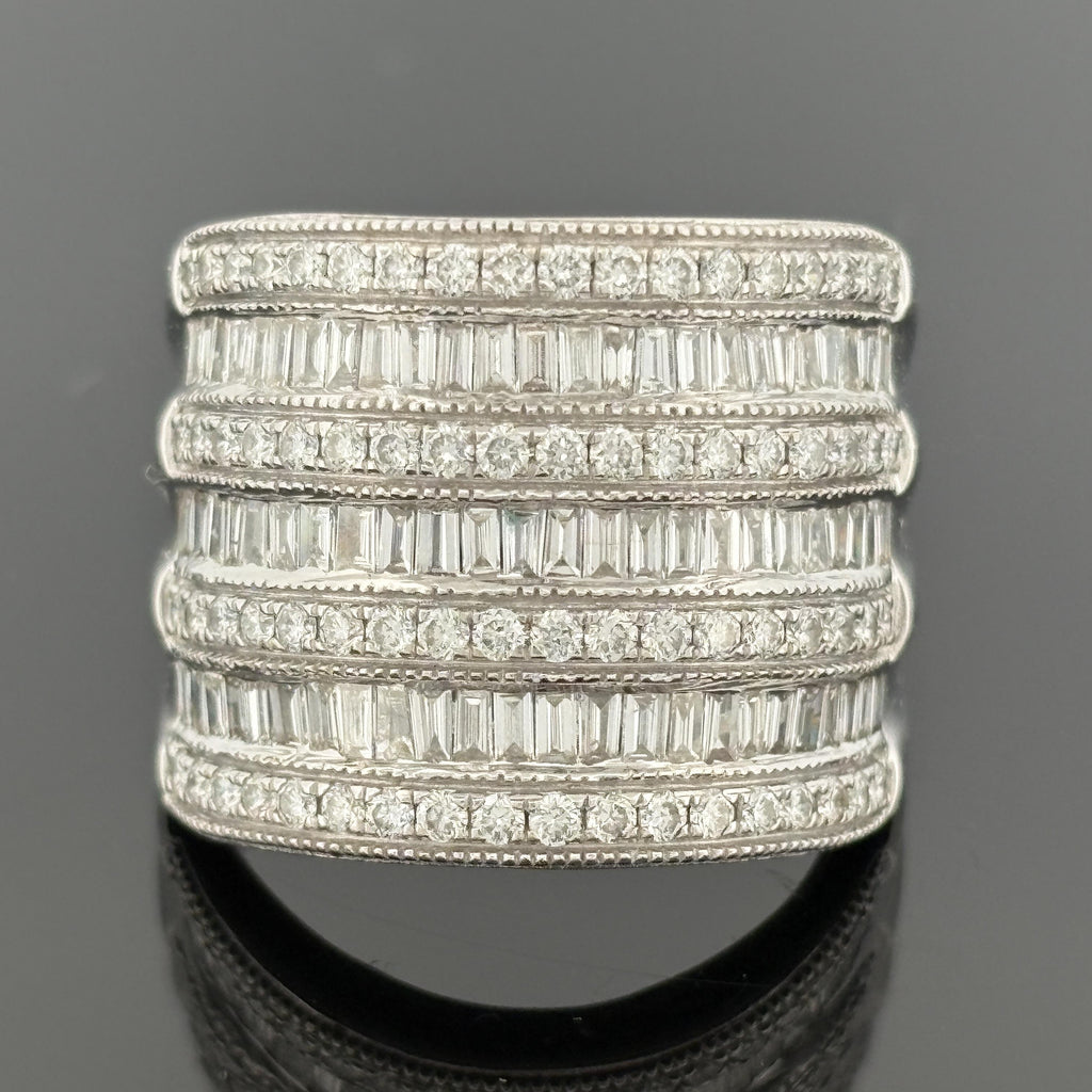 EFFY Wide 7 Row Diamond Baguette Band 14k White Gold, Approx 2.14ctw