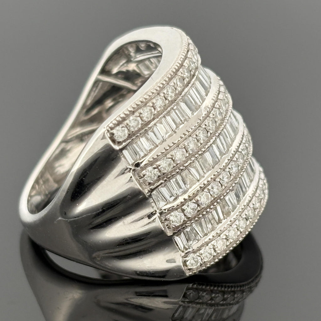 EFFY Wide 7 Row Diamond Baguette Band 14k White Gold, Approx 2.14ctw