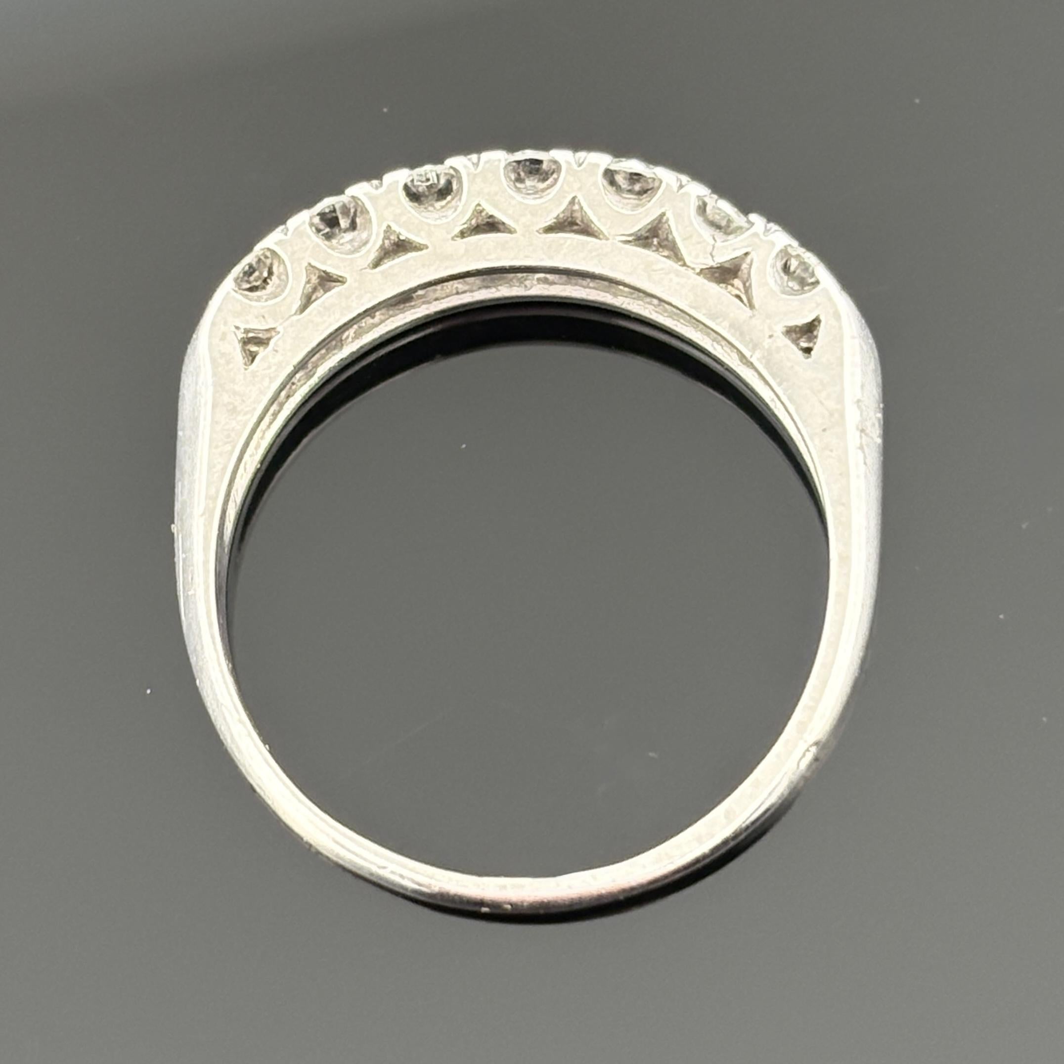 Vintage 1950s Mid-Century Platinum Diamond Band – Fishtail Set, 0.50ctw, Sz 7.25