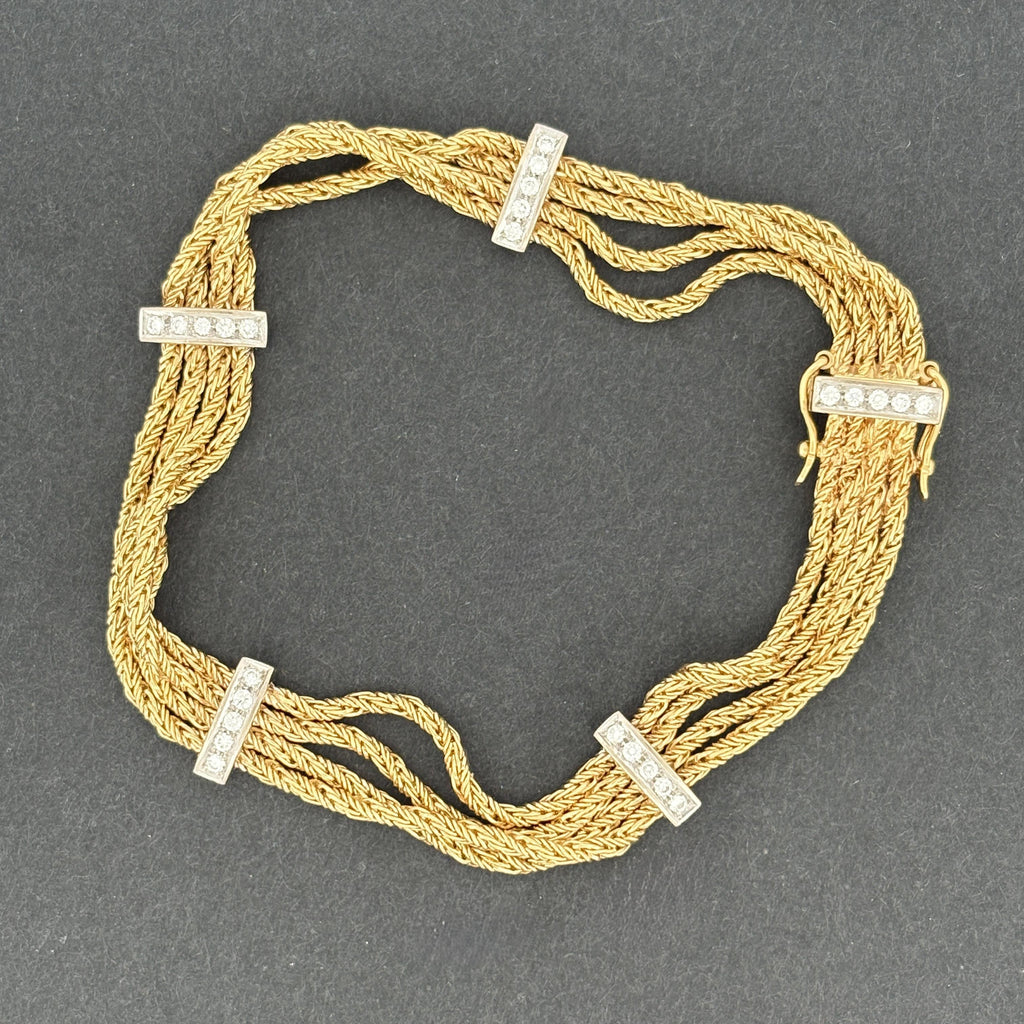 Vintage Tiffany & Co. 18K Gold, Platinum & Diamond Rope Bracelet, 1980s