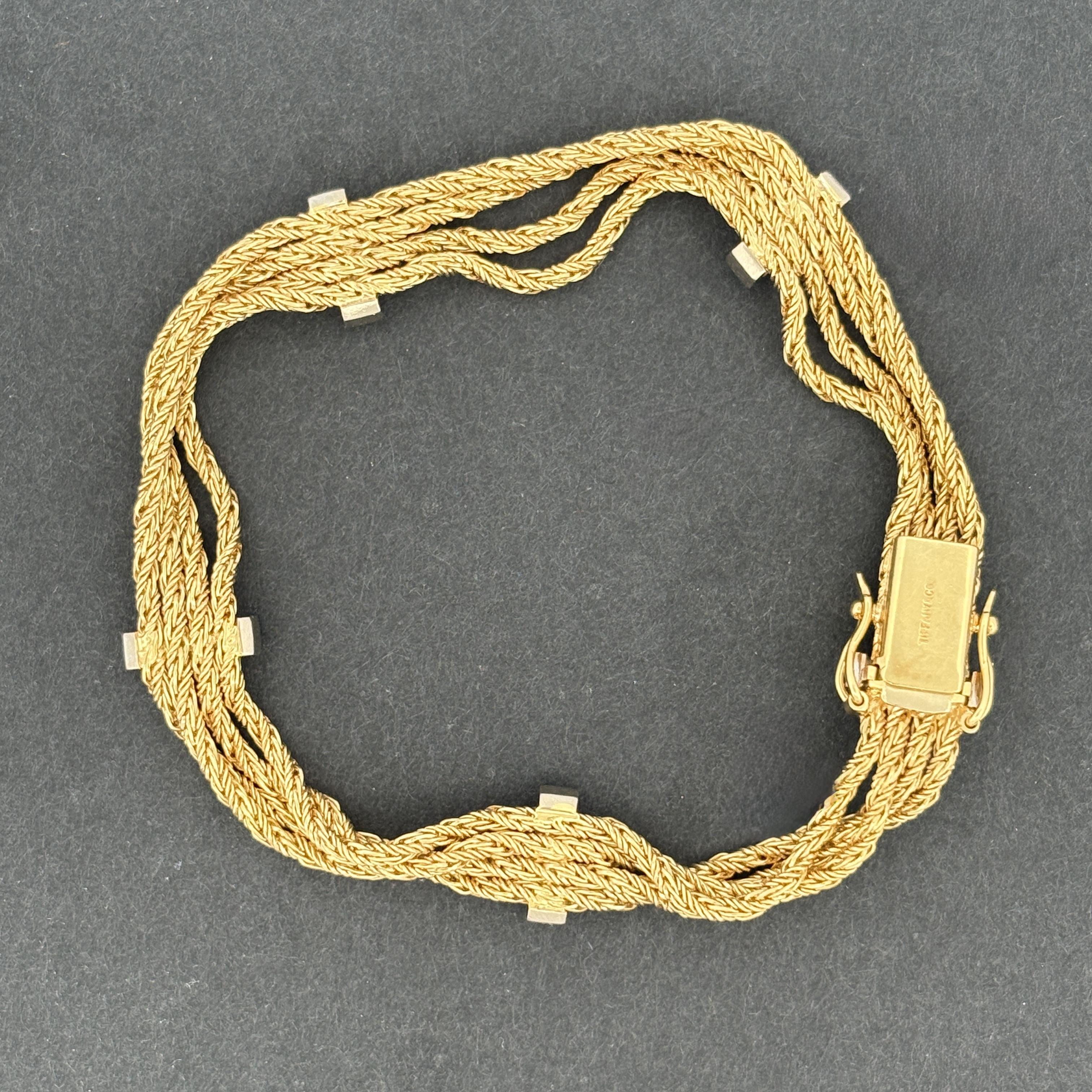 Vintage Tiffany & Co. 18K Gold, Platinum & Diamond Rope Bracelet, 1980s