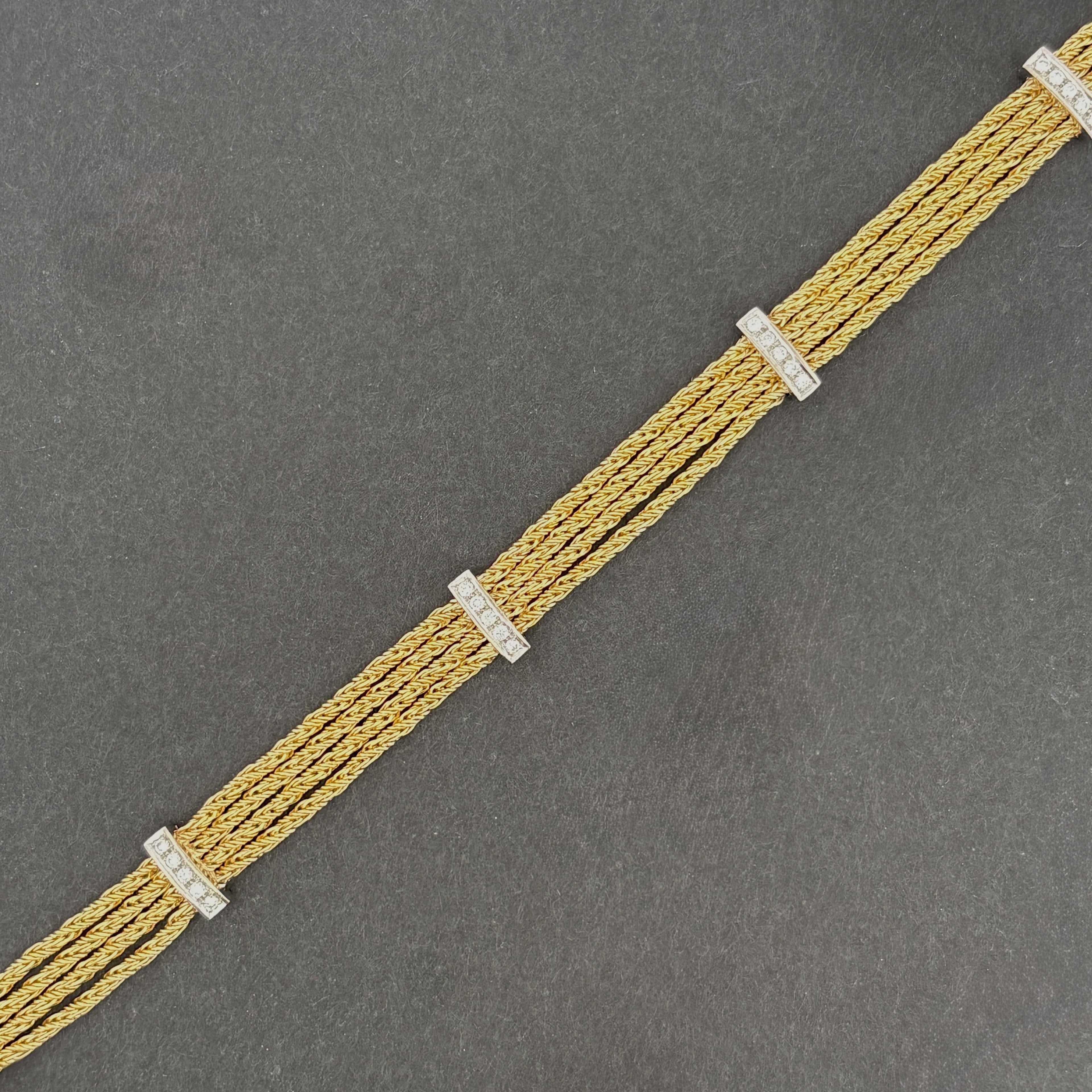Vintage Tiffany & Co. 18K Gold, Platinum & Diamond Rope Bracelet, 1980s