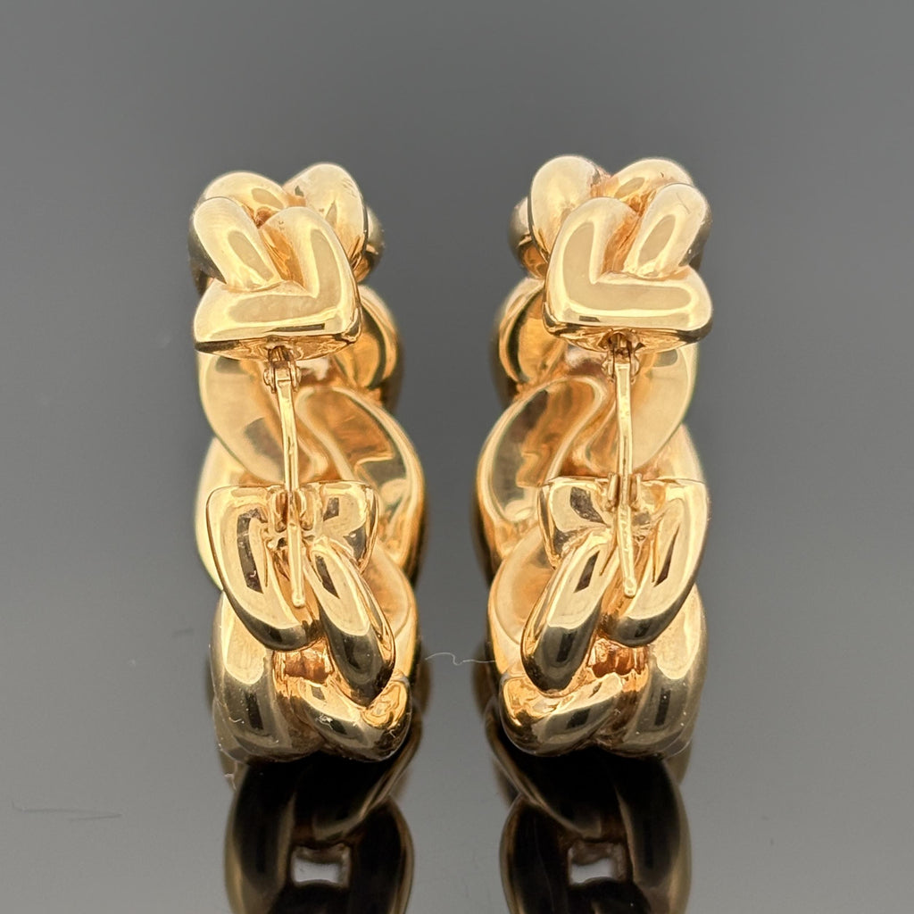 Vintage 18k Yellow Gold Large Curb Link Hoop Earrings by Il Gioiello