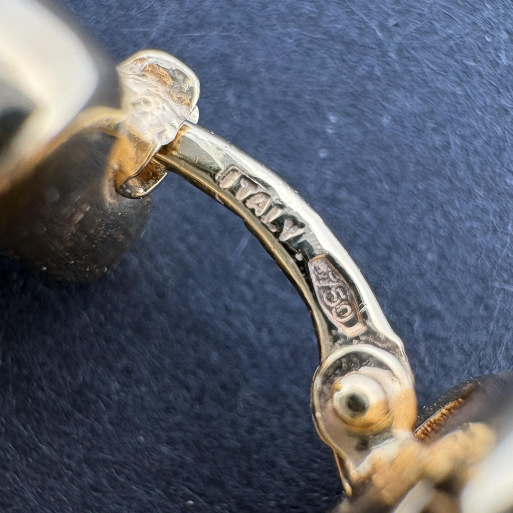 Vintage 18k Yellow Gold Large Curb Link Hoop Earrings by Il Gioiello