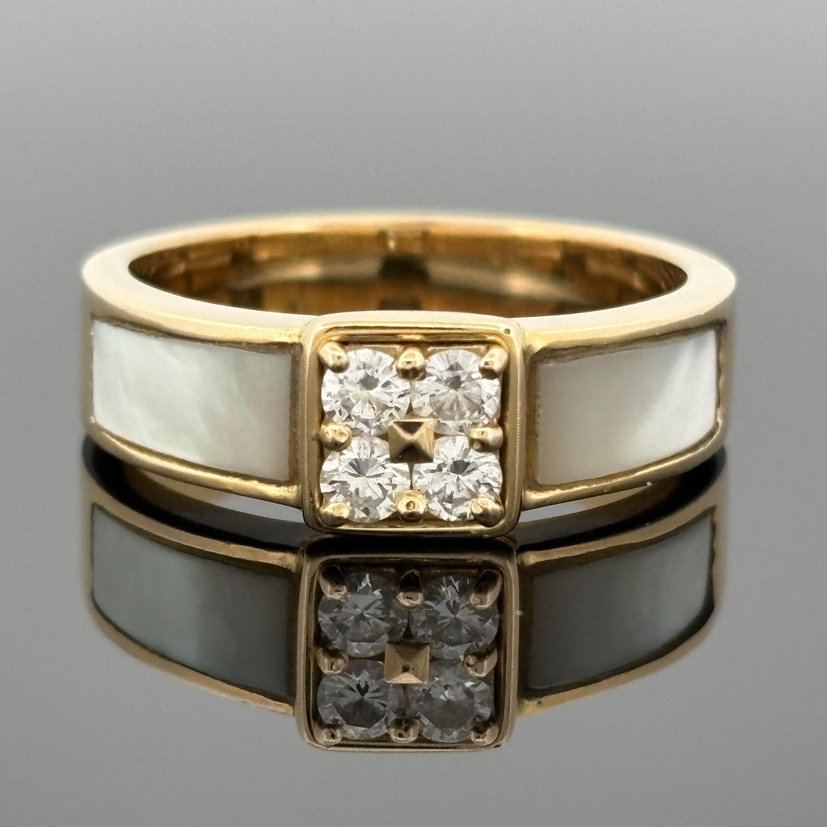 Mauboussin Diamond & Mother-of-Pearl Ring 18k Yellow Gold, French