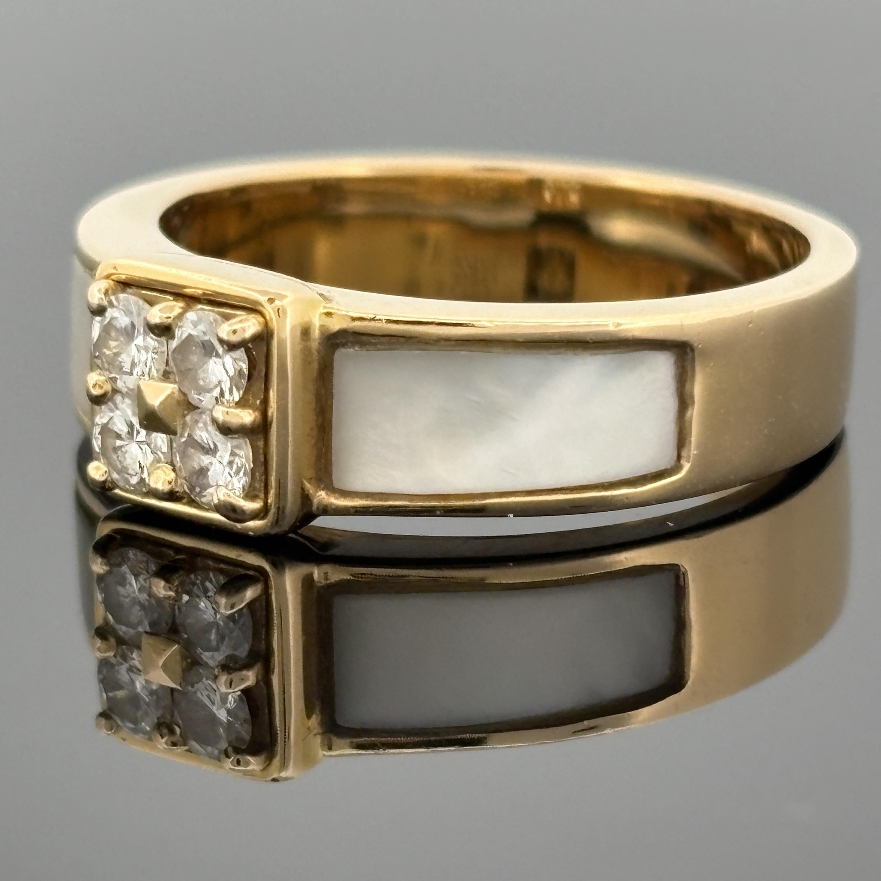 Mauboussin Diamond & Mother-of-Pearl Ring 18k Yellow Gold, French
