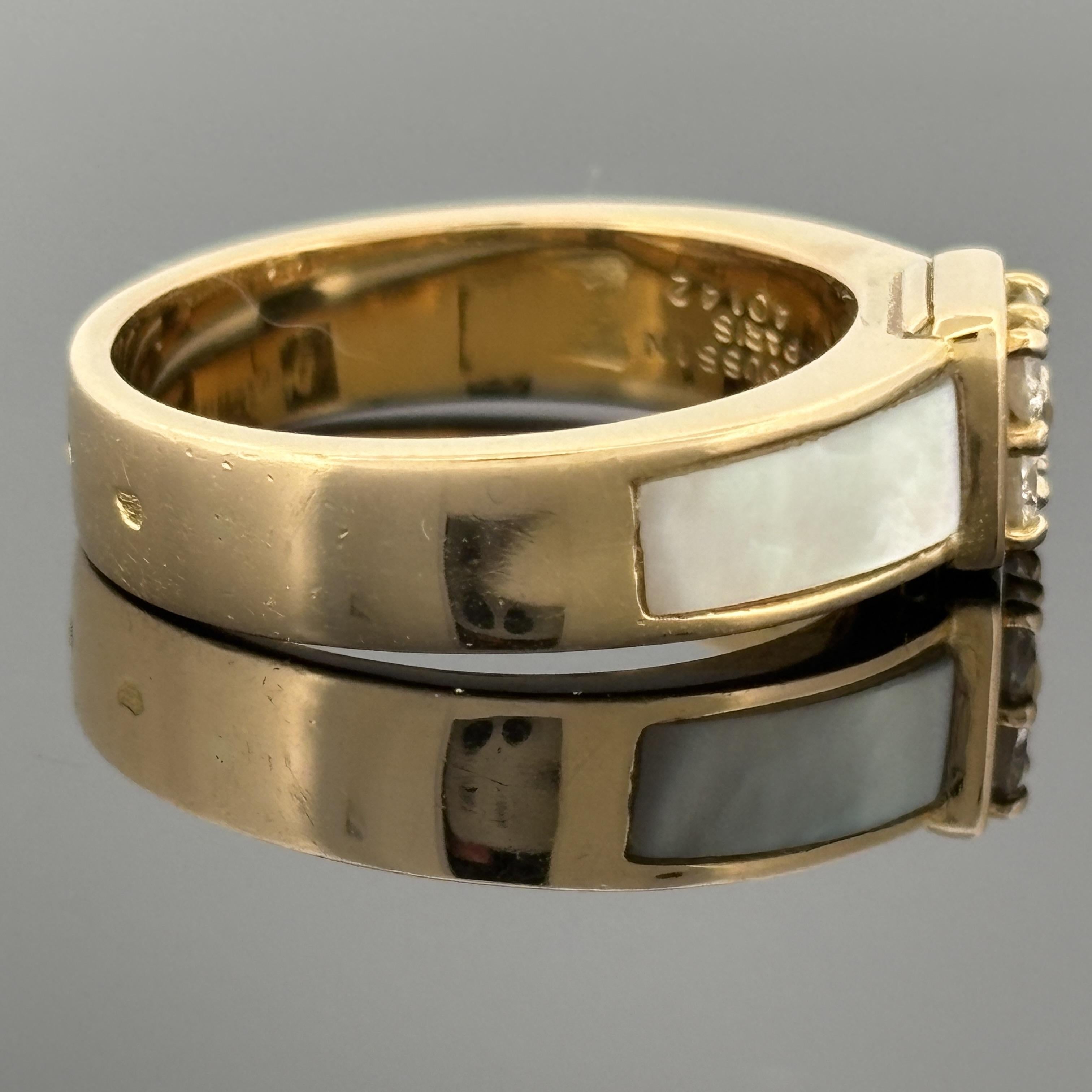 Mauboussin Diamond & Mother-of-Pearl Ring 18k Yellow Gold, French