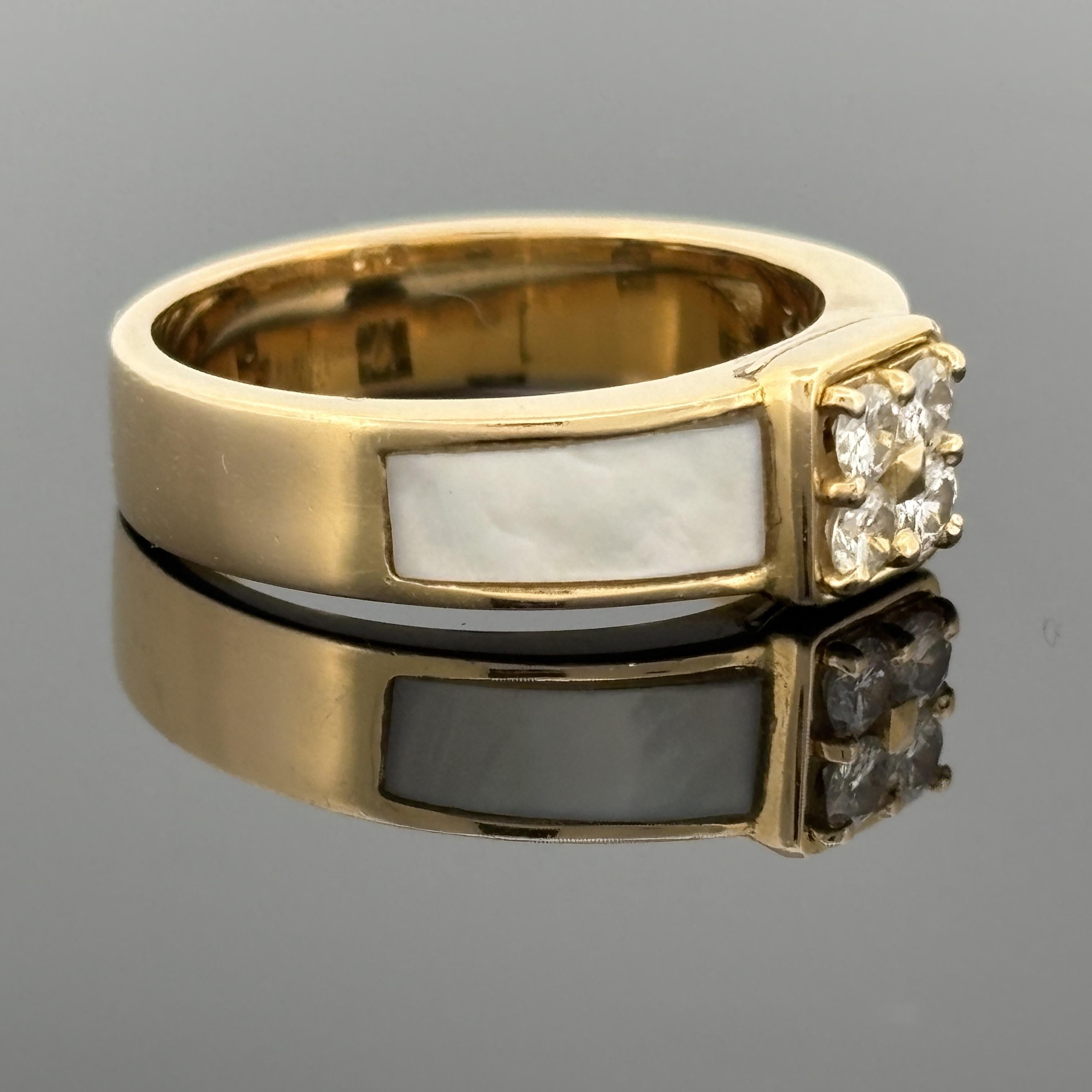Mauboussin Diamond & Mother-of-Pearl Ring 18k Yellow Gold, French