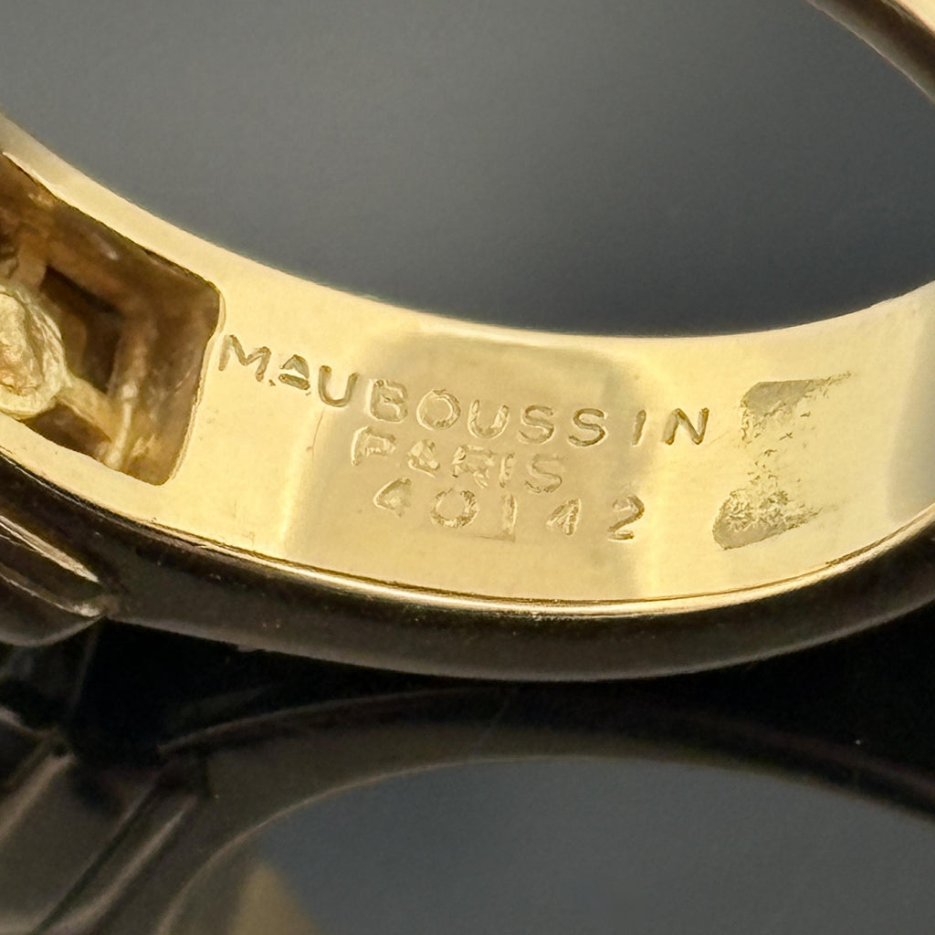 Mauboussin Diamond & Mother-of-Pearl Ring 18k Yellow Gold, French