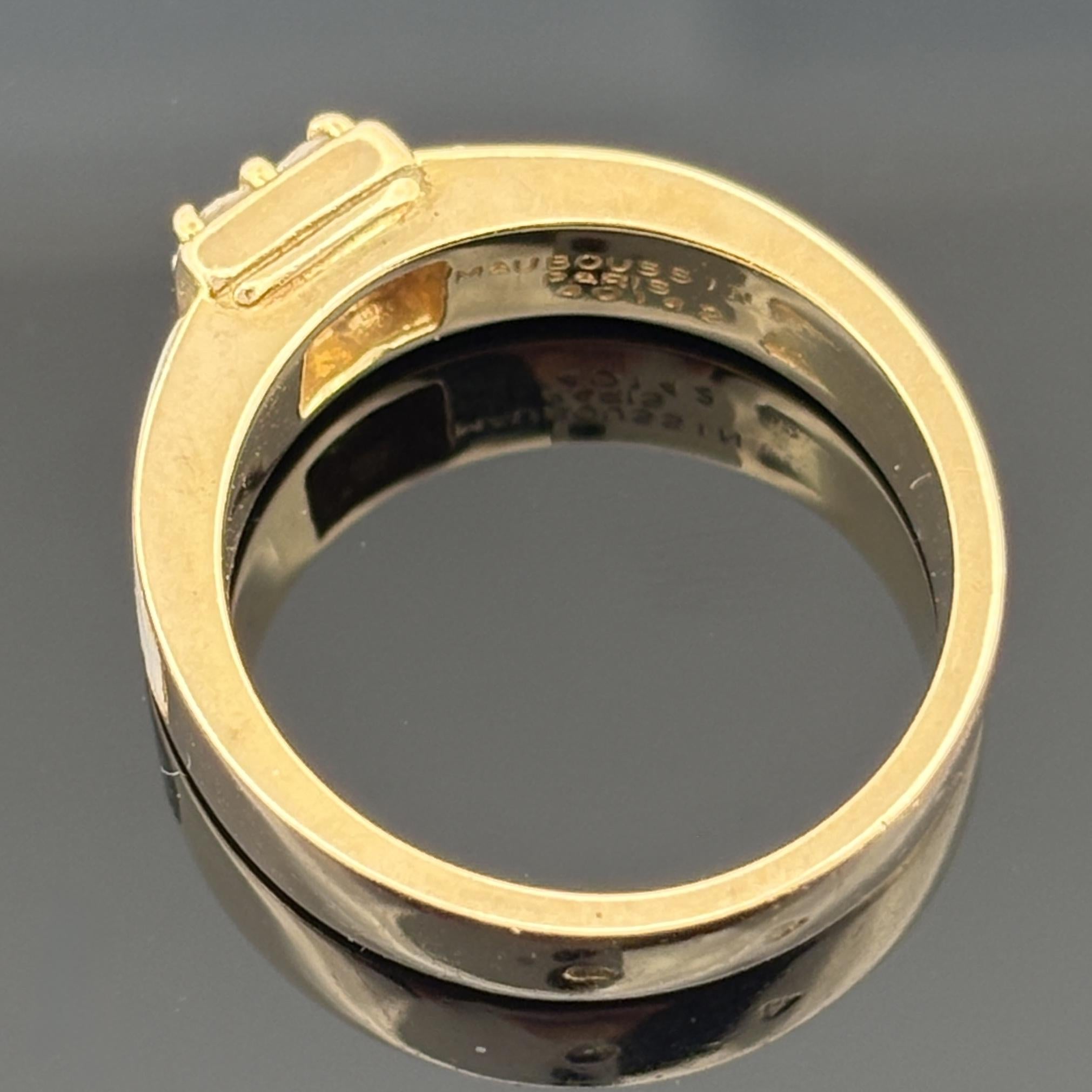 Mauboussin Diamond & Mother-of-Pearl Ring 18k Yellow Gold, French
