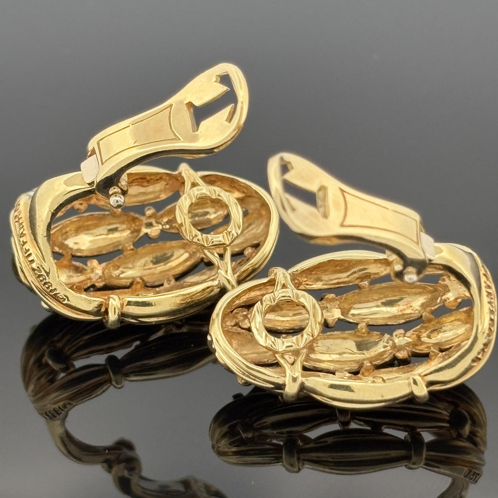 Tiffany & Co. 1992 18K Gold Woven Fluted Dome Clip Earrings