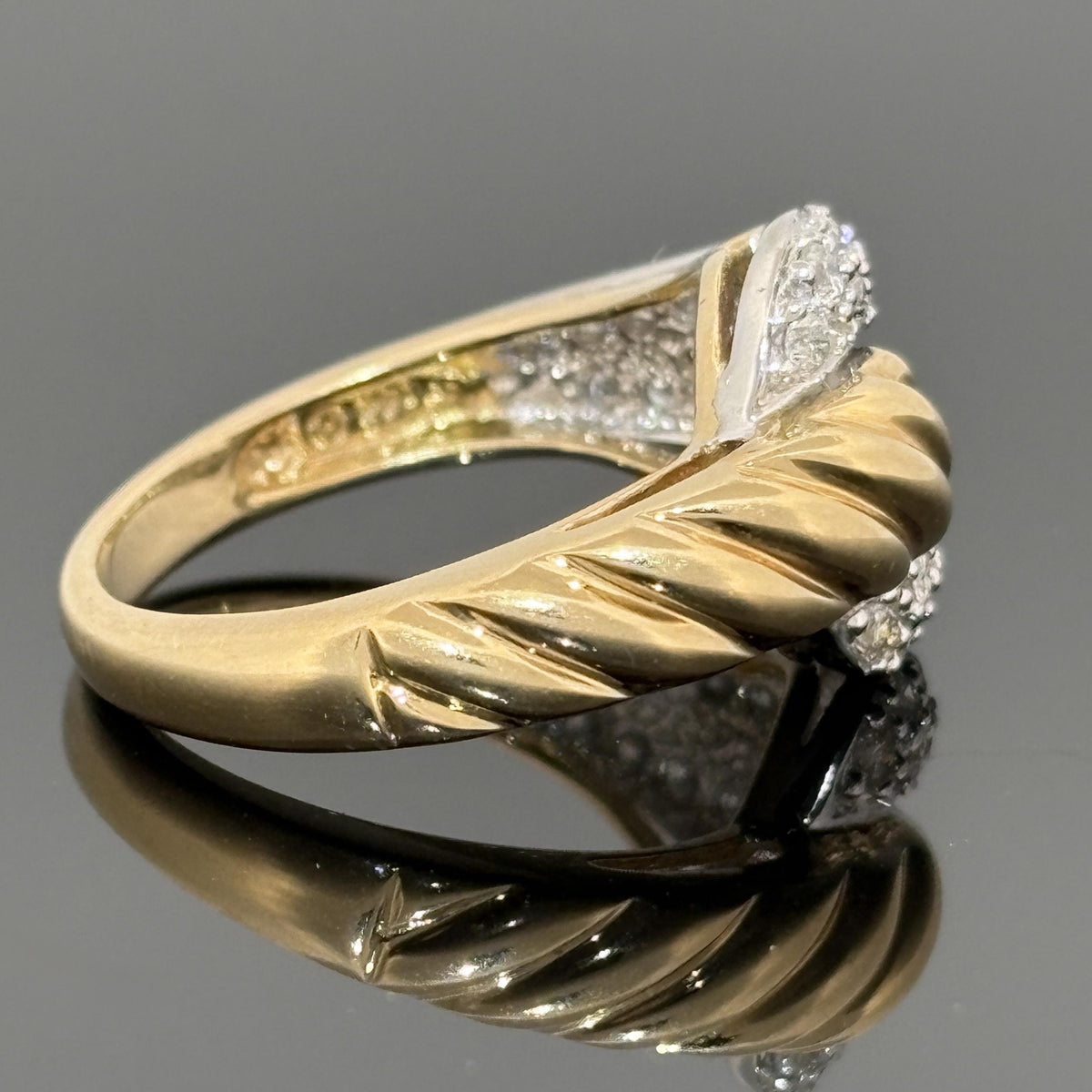 Vintage 90's Diamond Pavé Cable Buckle Ring ~0.76ctw