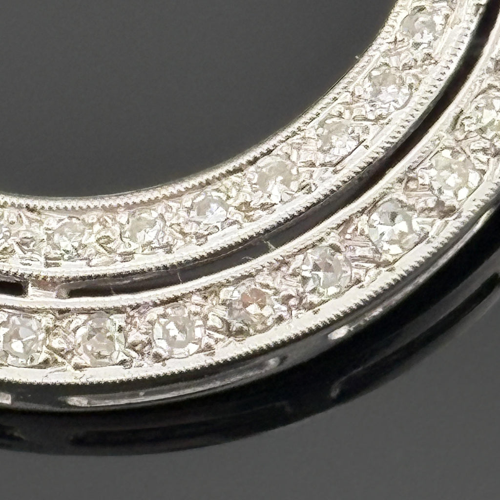 Vintage Mid-Century 14K White Gold Diamond Circle Brooch/Pendant ~1.73ctw