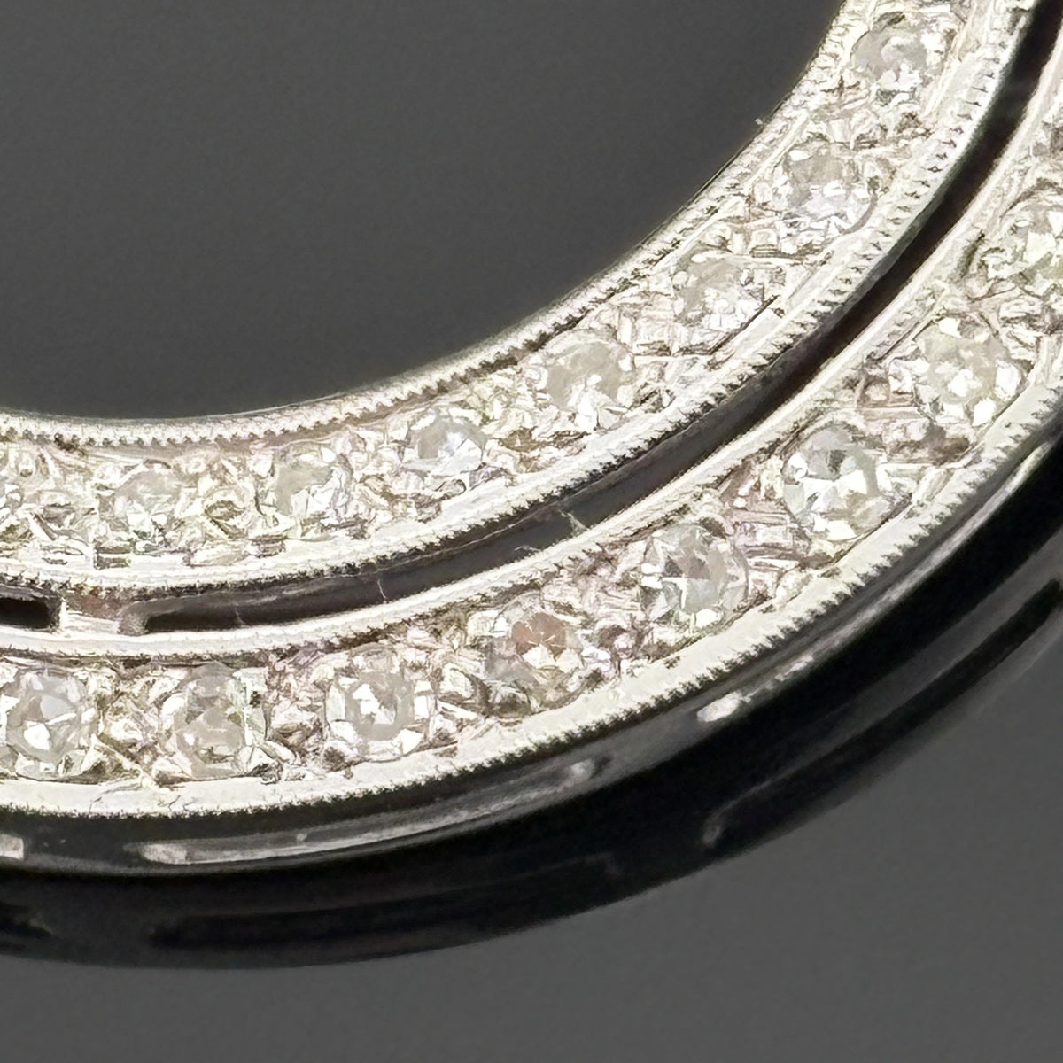 Vintage Mid-Century 14K White Gold Diamond Circle Brooch/Pendant ~1.73ctw