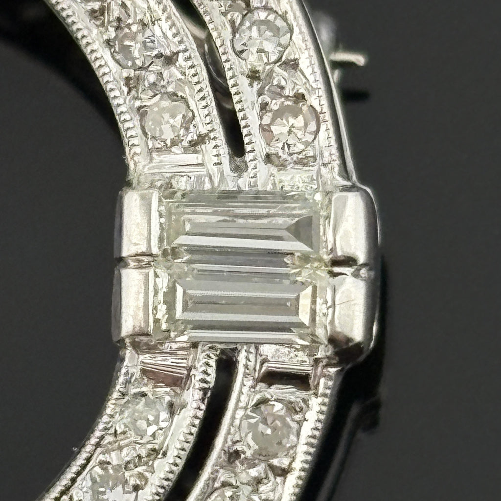 Vintage Mid-Century 14K White Gold Diamond Circle Brooch/Pendant ~1.73ctw