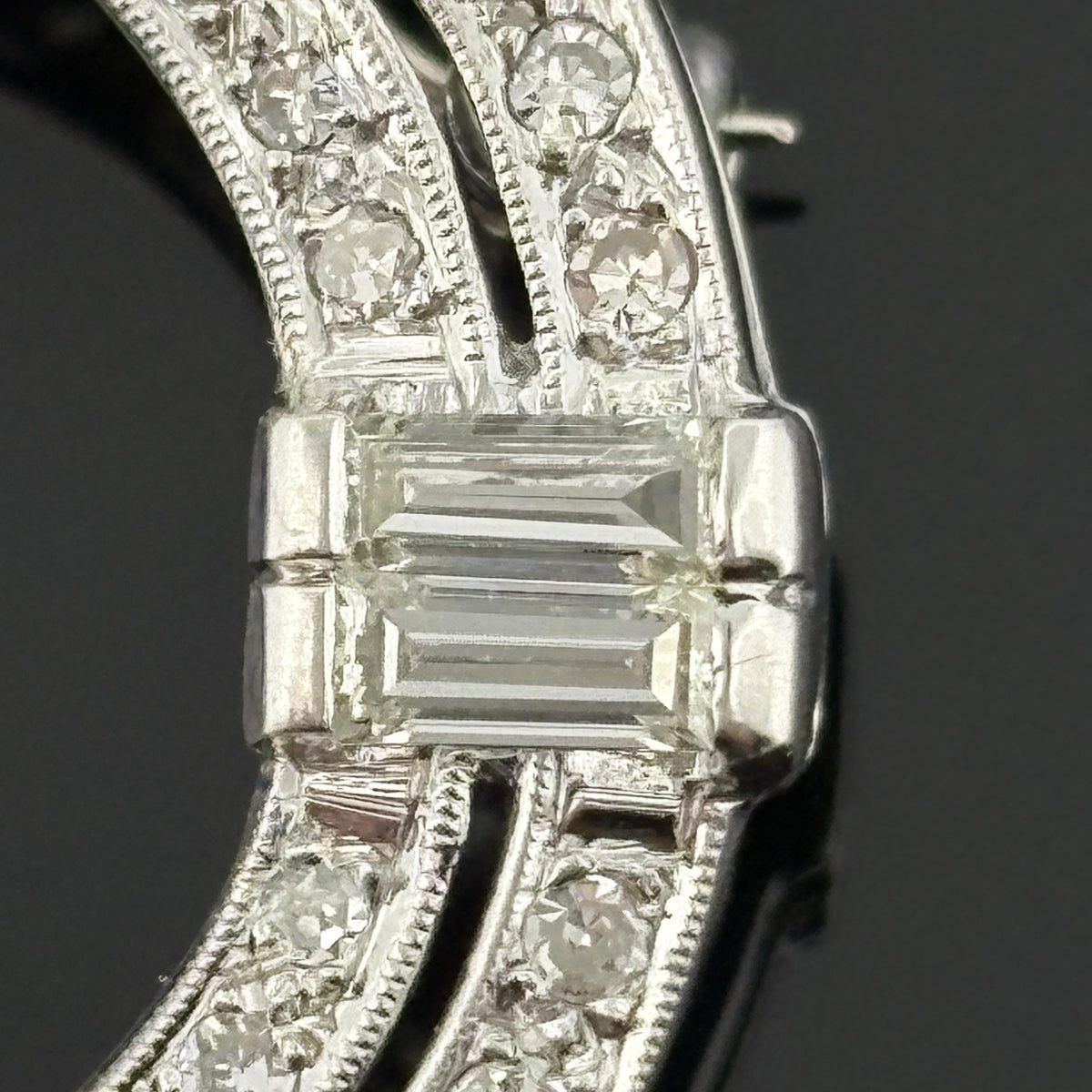 Vintage Mid-Century 14K White Gold Diamond Circle Brooch/Pendant ~1.73ctw