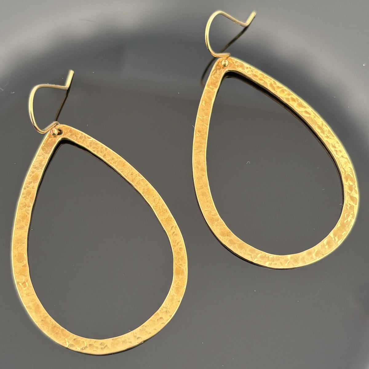 Ippolita Classico Large Open Teardrop Hammered Earrings, 18k Yellow Gold 9.9g
