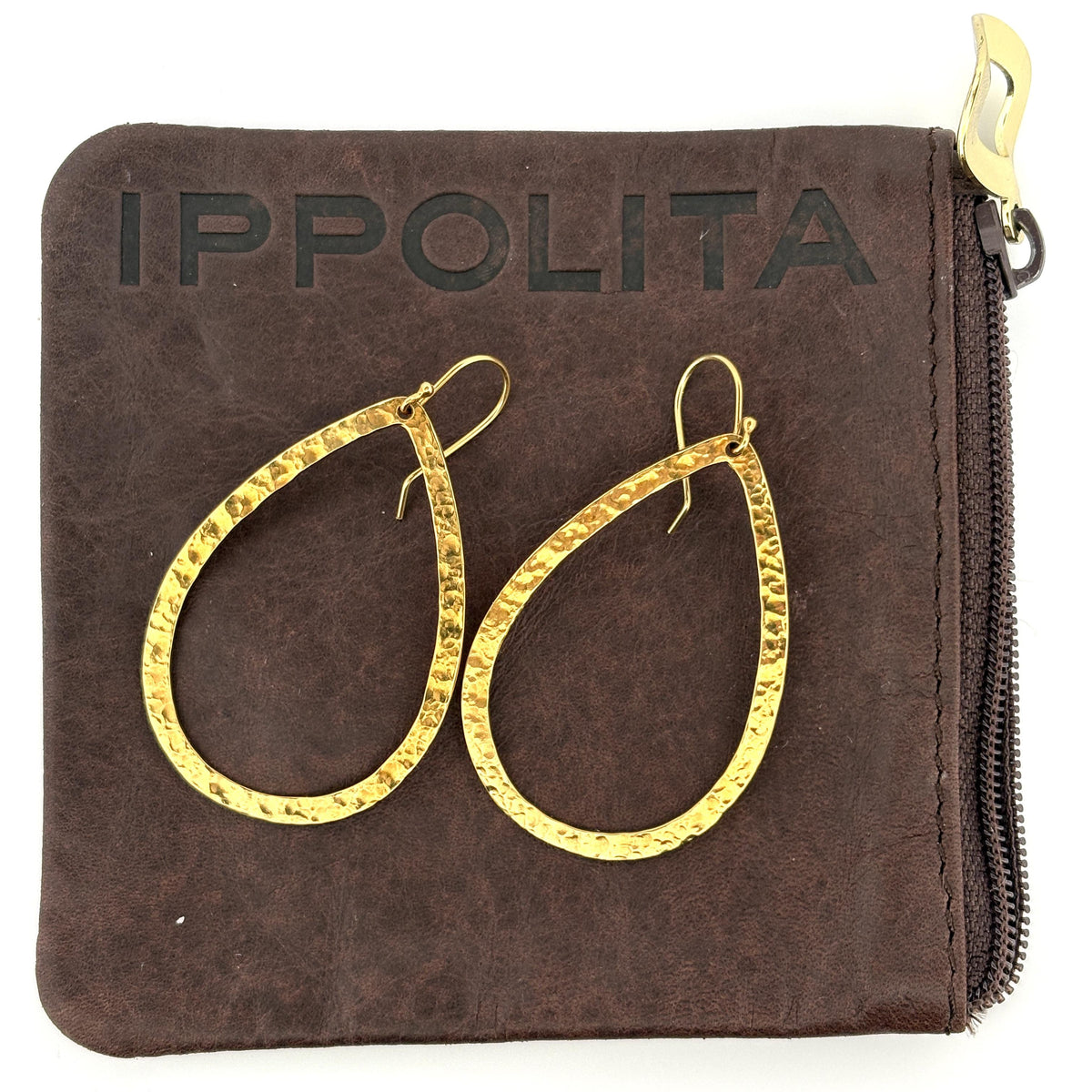 Ippolita Classico Large Open Teardrop Hammered Earrings, 18k Yellow Gold 9.9g